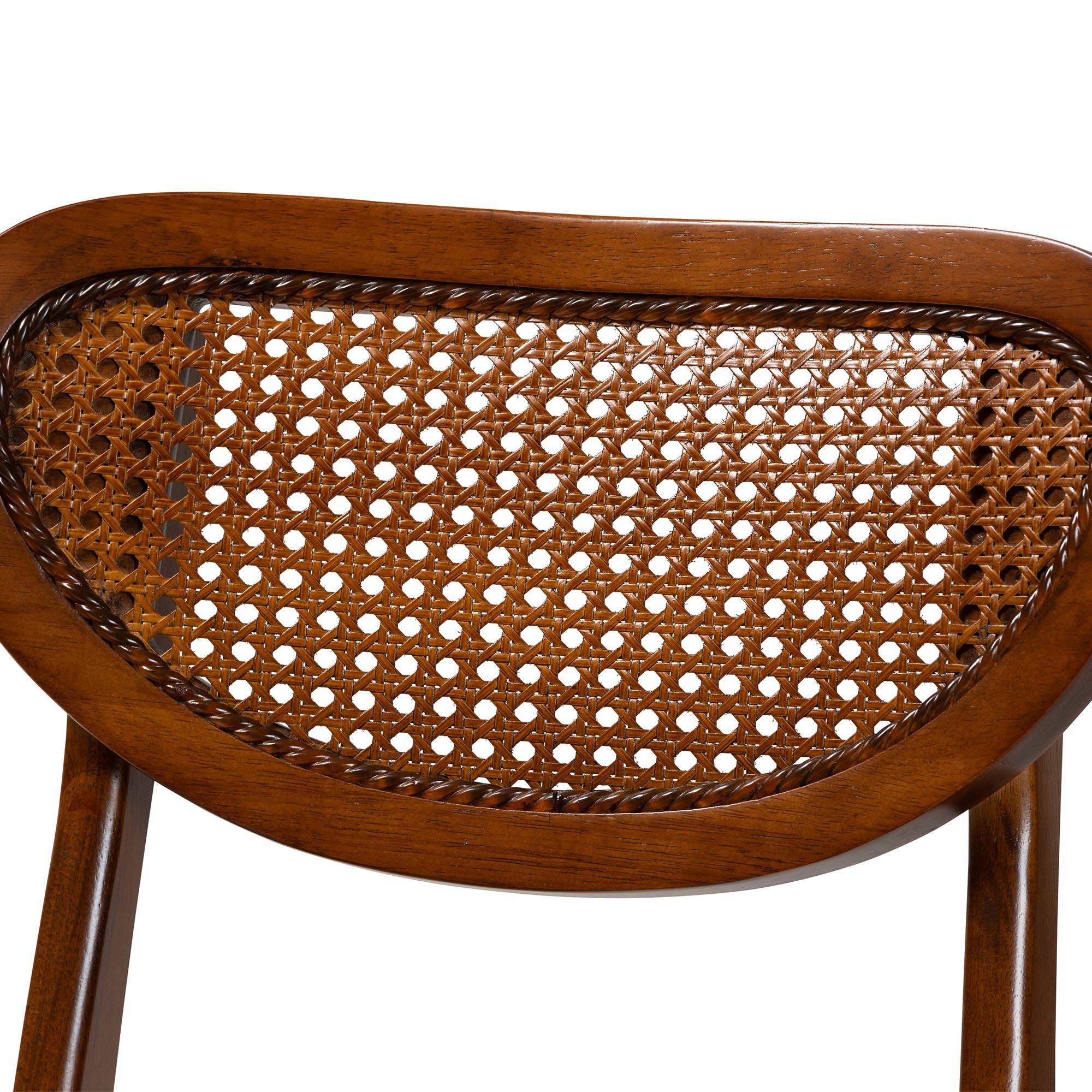 Giuliana Mid-Century Modern Finished Wood and Woven Rattan 5-Piece Dining Set
