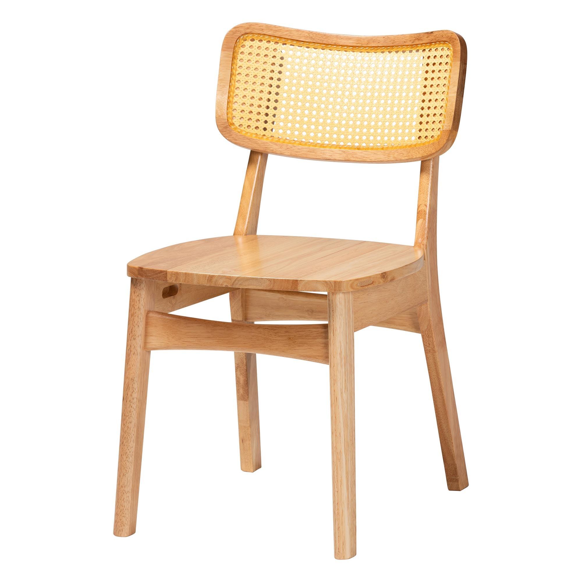 Dulcet Mid-Century Modern Finished Wood and Rattan 5-Piece Dining Set