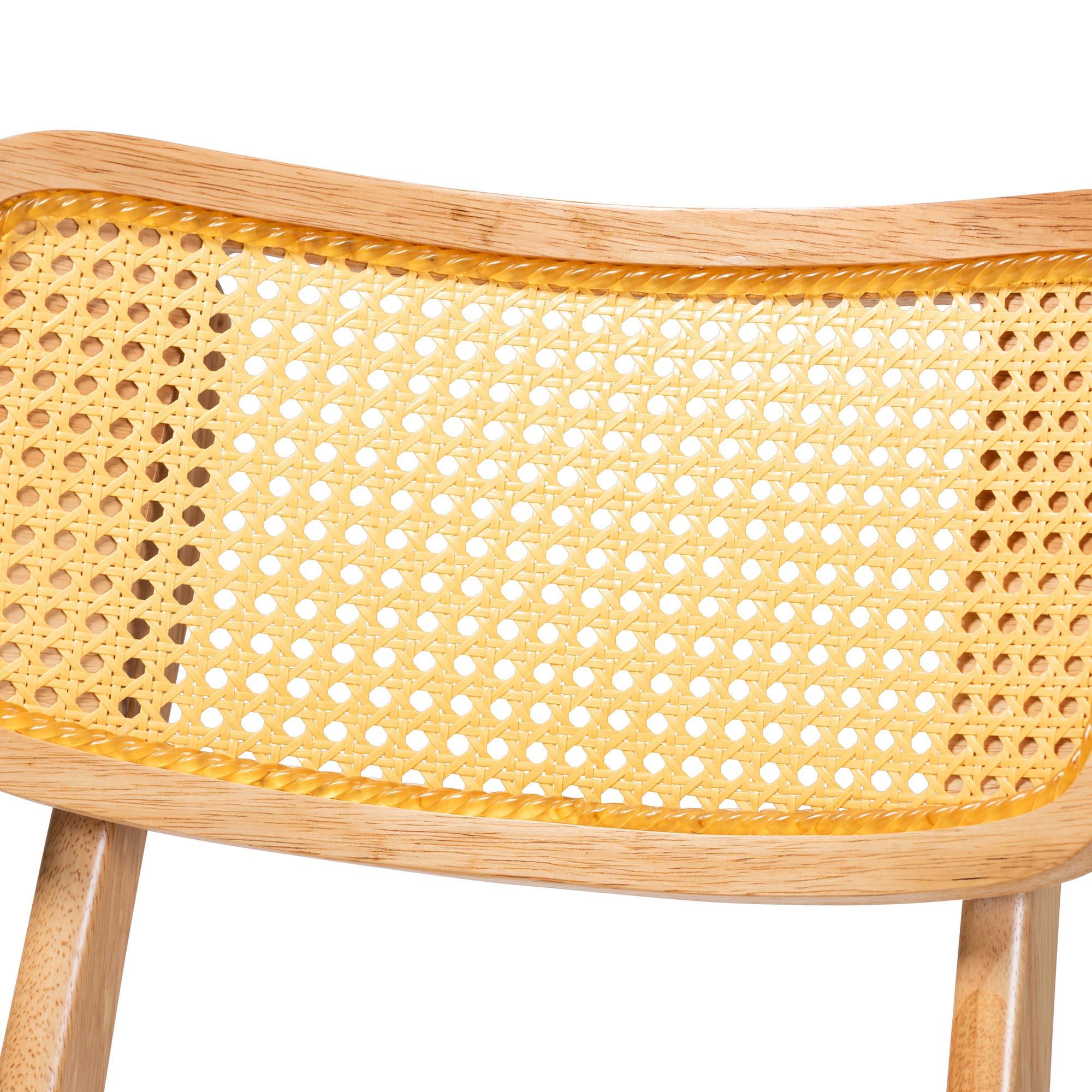 Dulcet Mid-Century Modern Finished Wood and Rattan 5-Piece Dining Set
