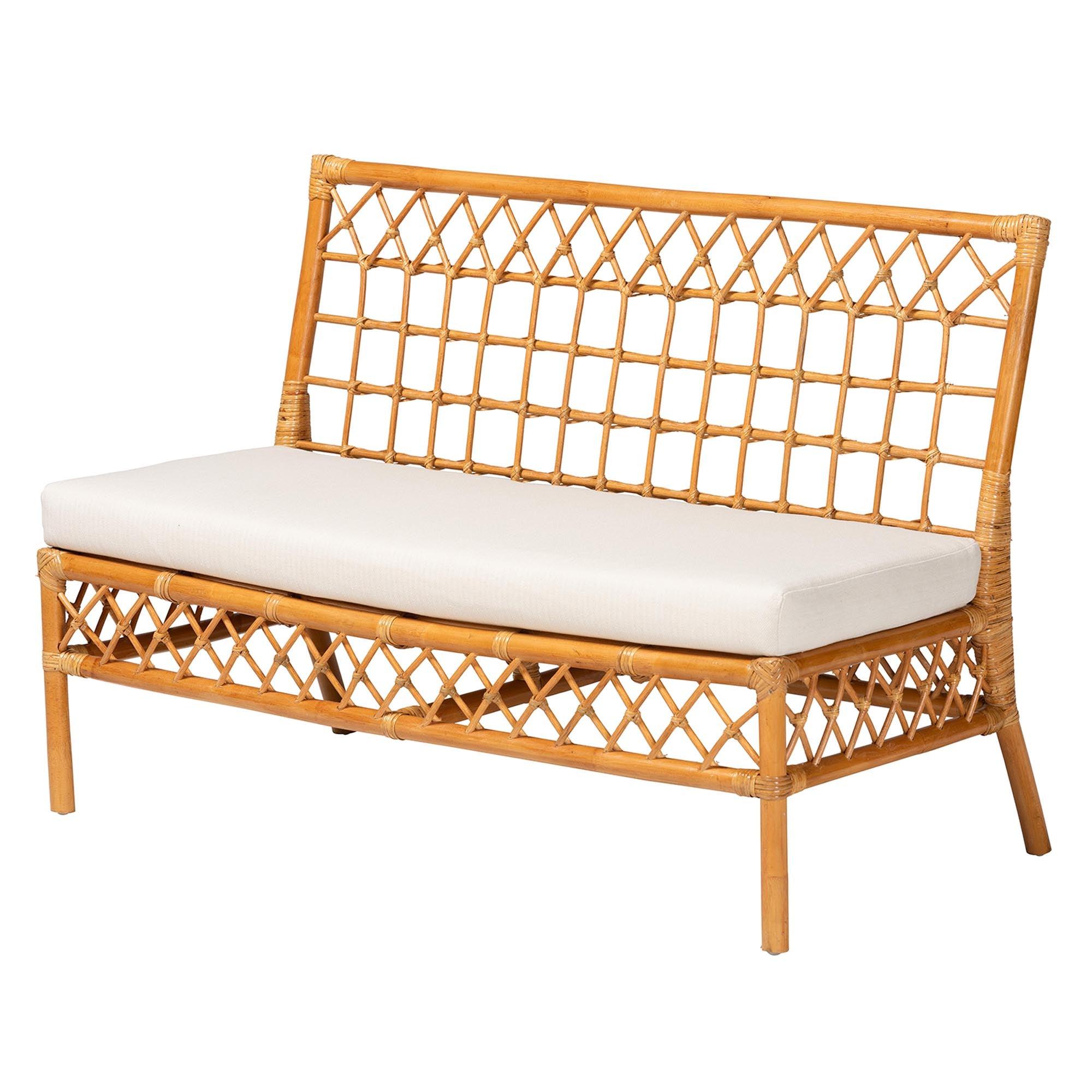 Bali & Pari Capella Modern Bohemian Honey Rattan Dining Bench