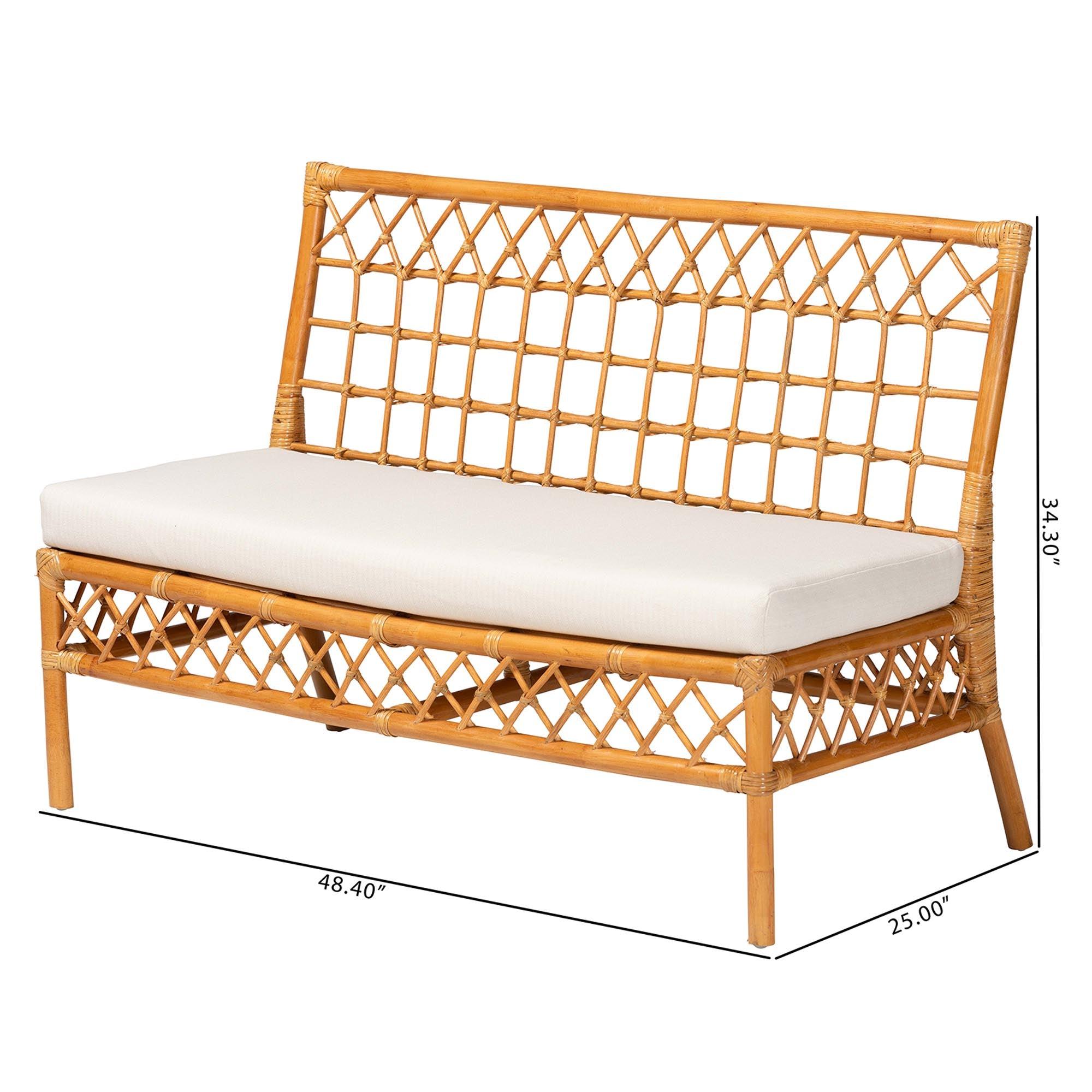 Bali & Pari Capella Modern Bohemian Honey Rattan Dining Bench