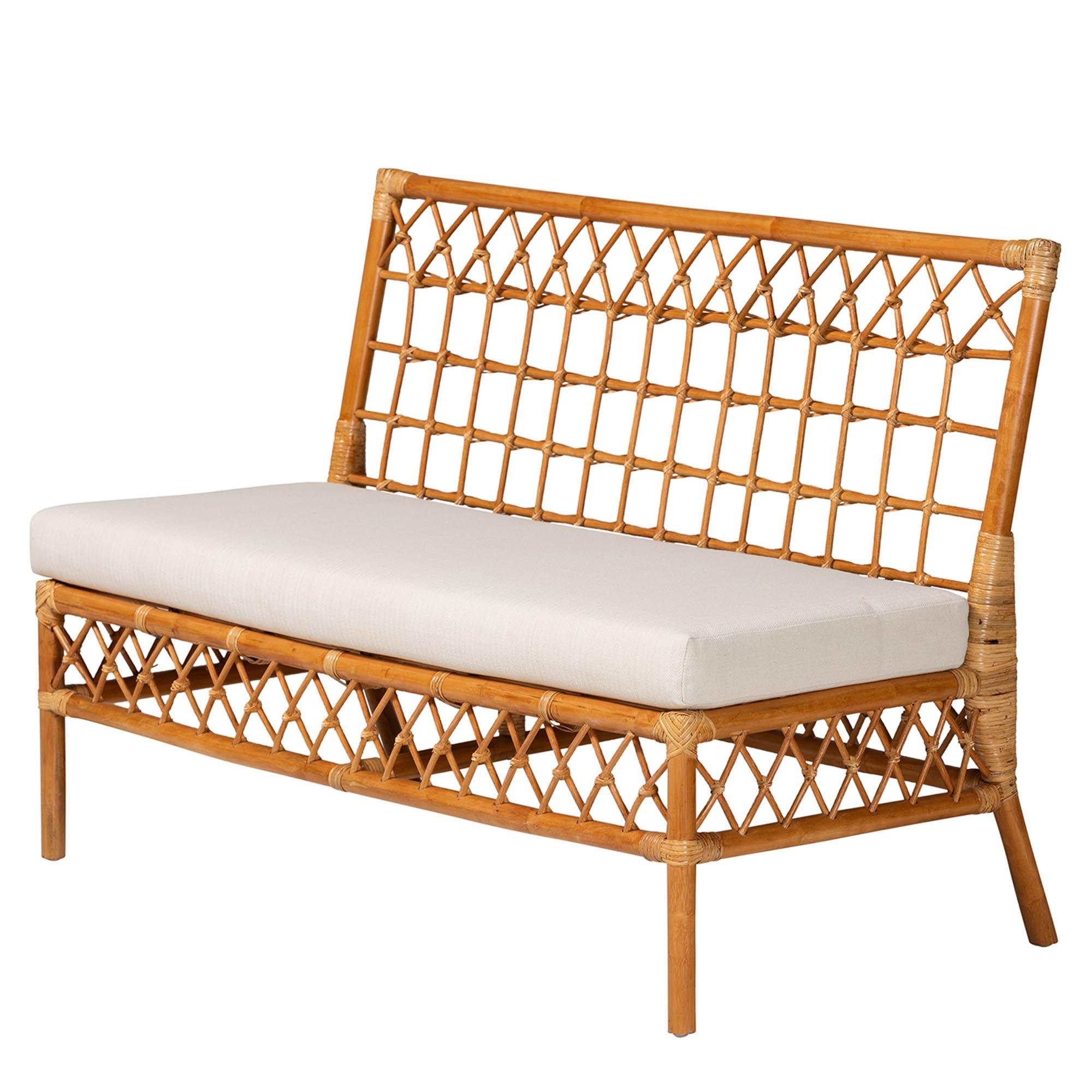 Bali & Pari Adora Modern Bohemian Honey Rattan 4-Piece Dining Nook Set