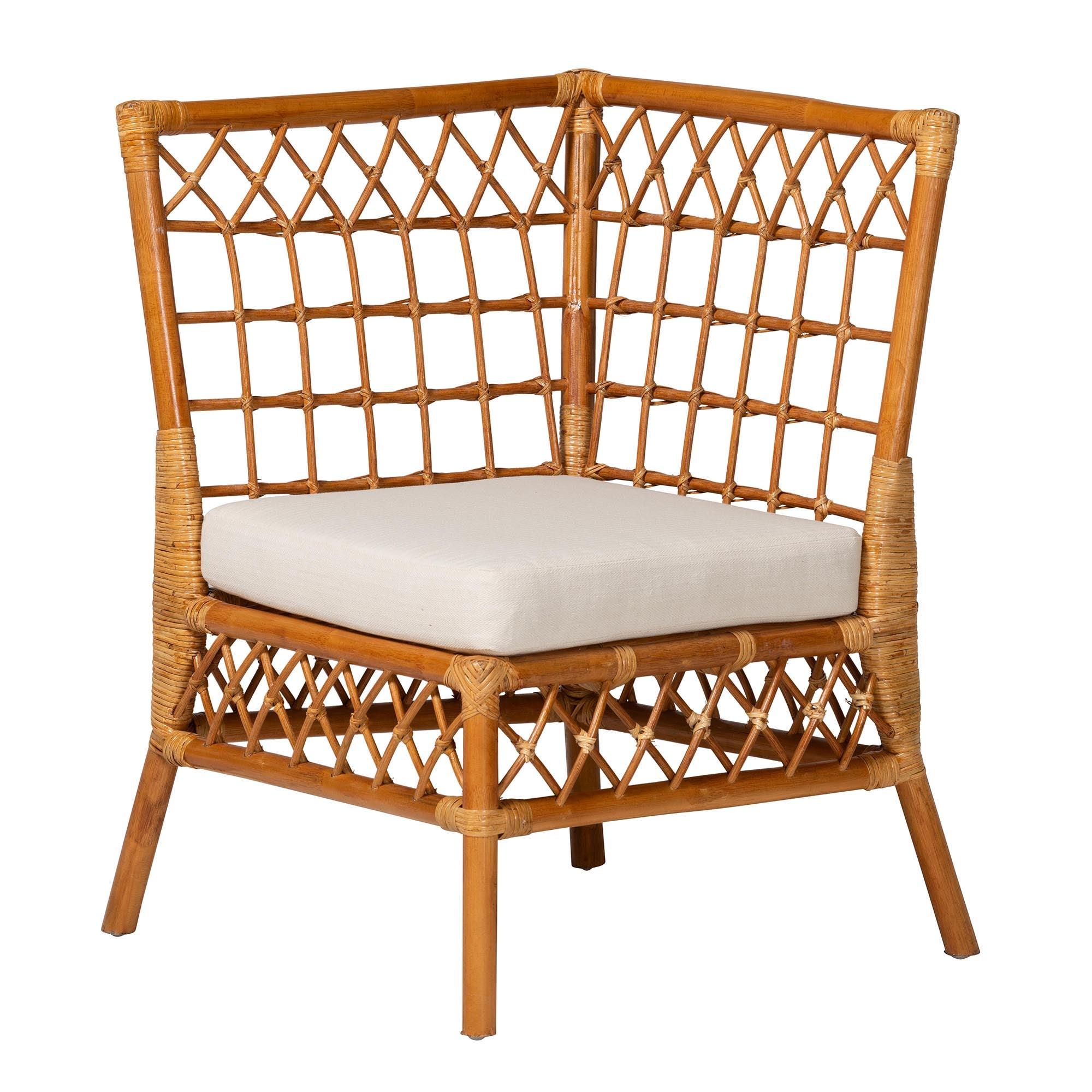Bali & Pari Adora Modern Bohemian Honey Rattan 4-Piece Dining Nook Set