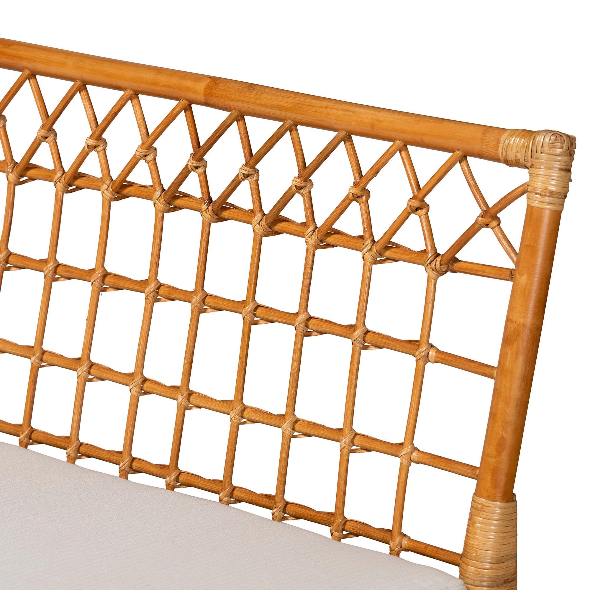 Bali & Pari Adora Modern Bohemian Honey Rattan 4-Piece Dining Nook Set