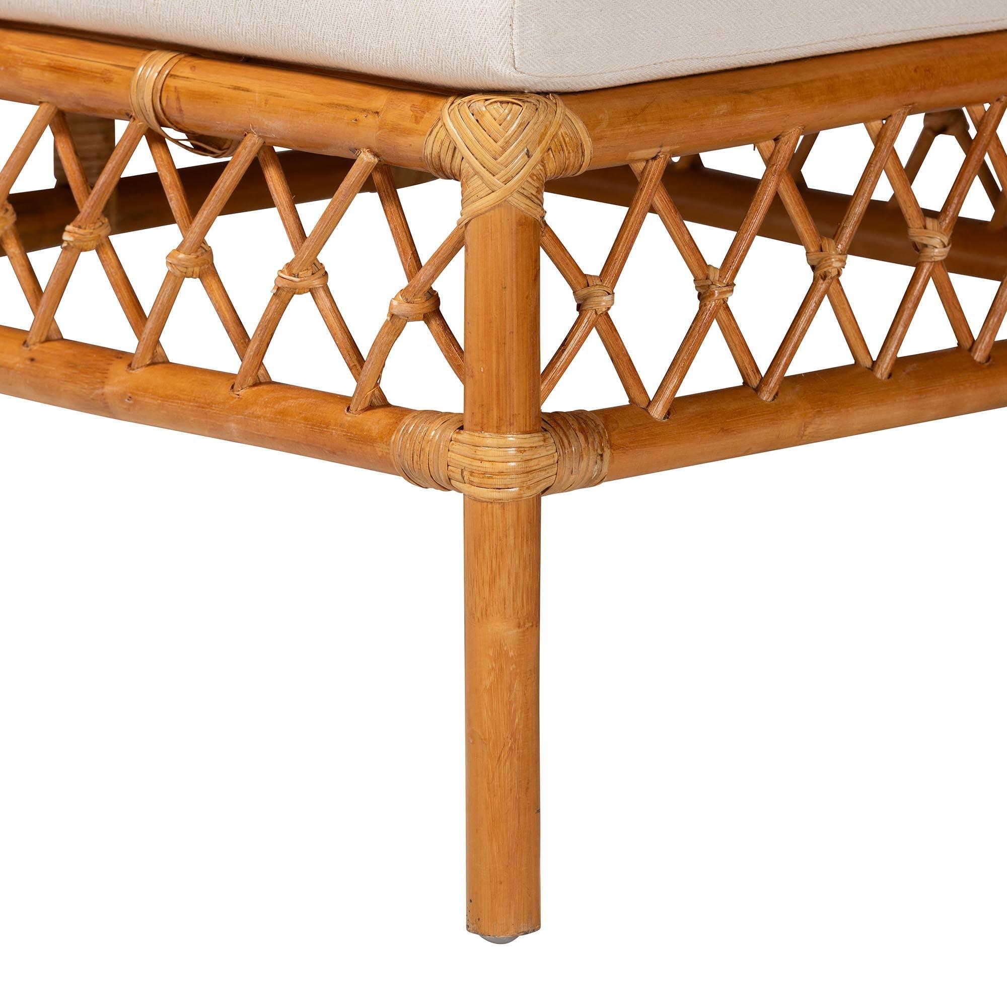 Bali & Pari Adora Modern Bohemian Honey Rattan 4-Piece Dining Nook Set