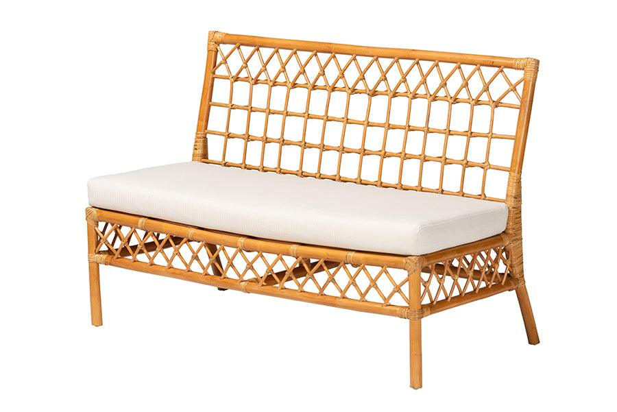 Bali & Pari Capella Modern Bohemian Honey Rattan Dining Bench
