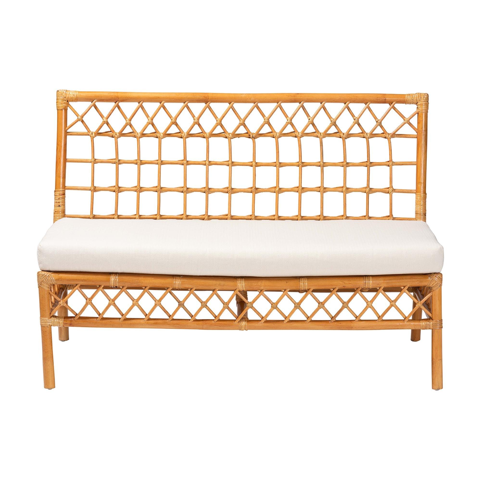 Bali & Pari Capella Modern Bohemian Honey Rattan Dining Bench