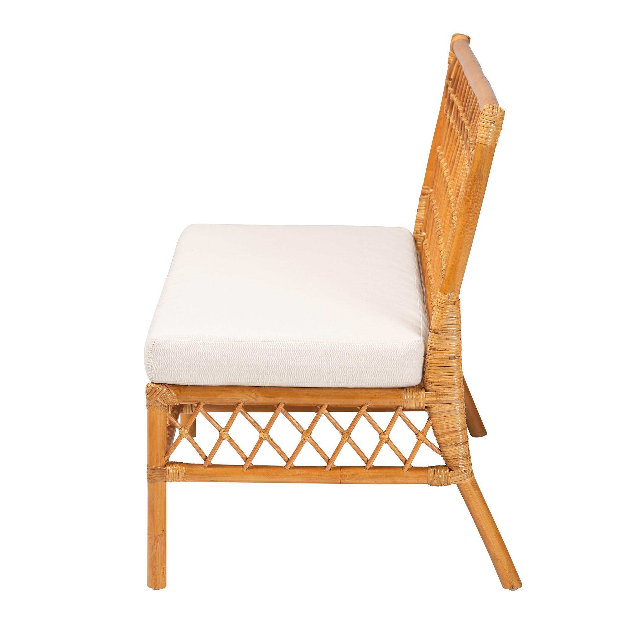 Bali & Pari Capella Modern Bohemian Honey Rattan Dining Bench