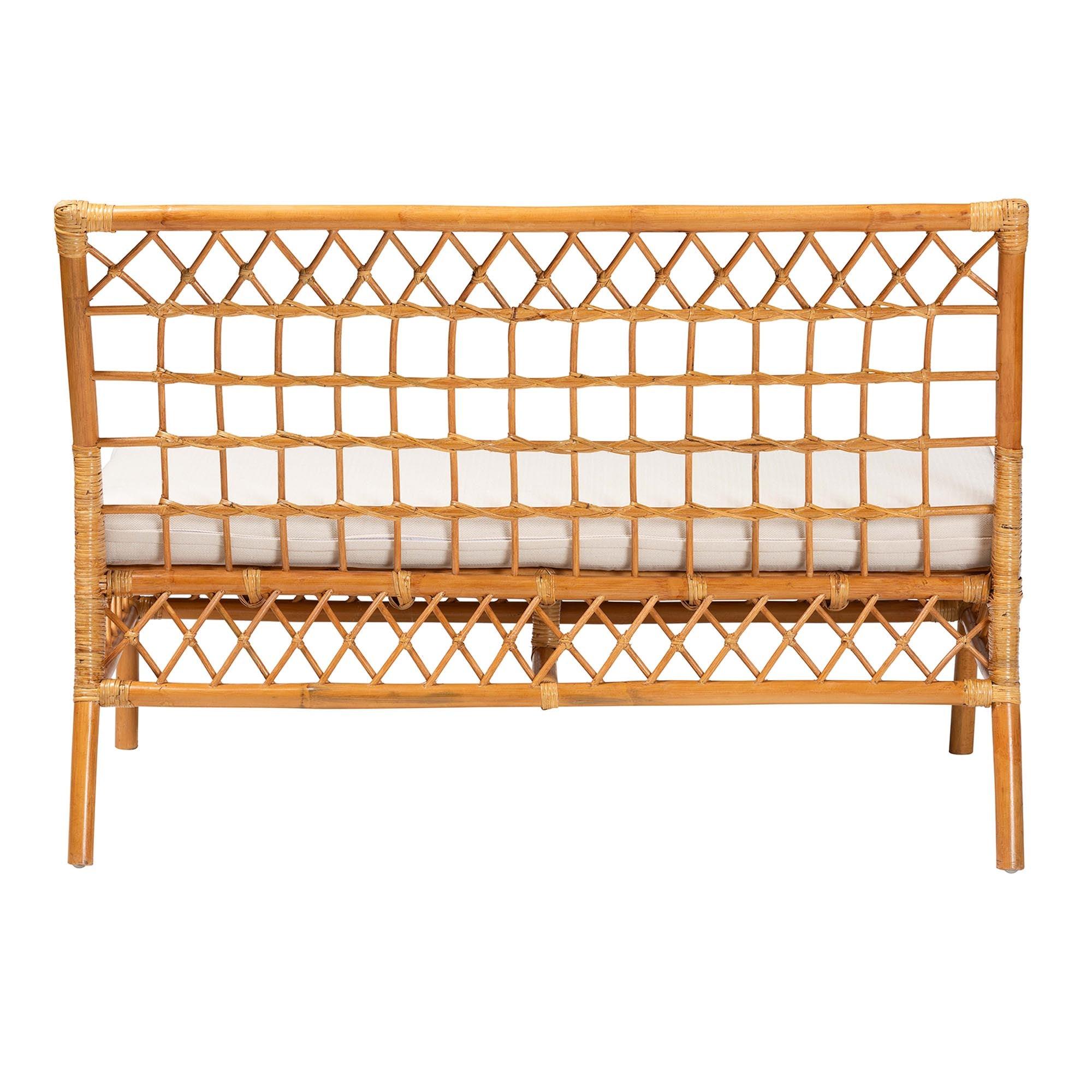 Bali & Pari Capella Modern Bohemian Honey Rattan Dining Bench