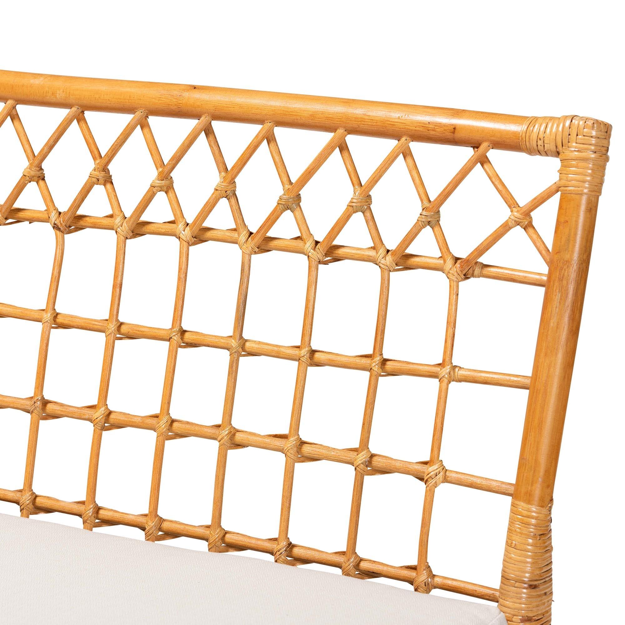 Bali & Pari Capella Modern Bohemian Honey Rattan Dining Bench