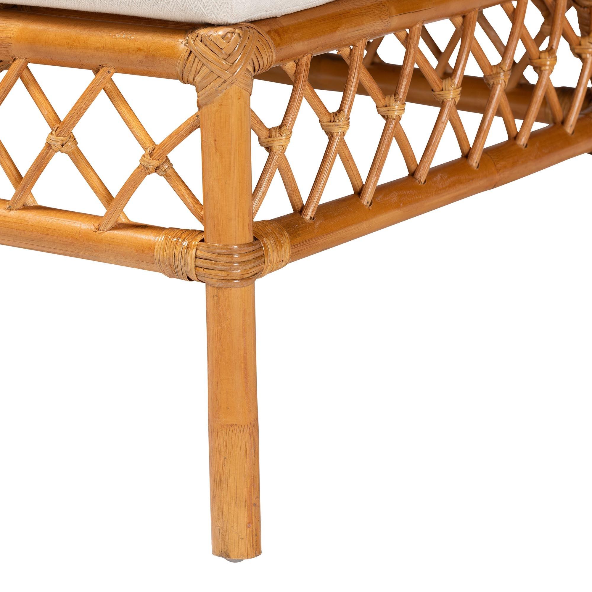 Bali & Pari Capella Modern Bohemian Honey Rattan Dining Bench