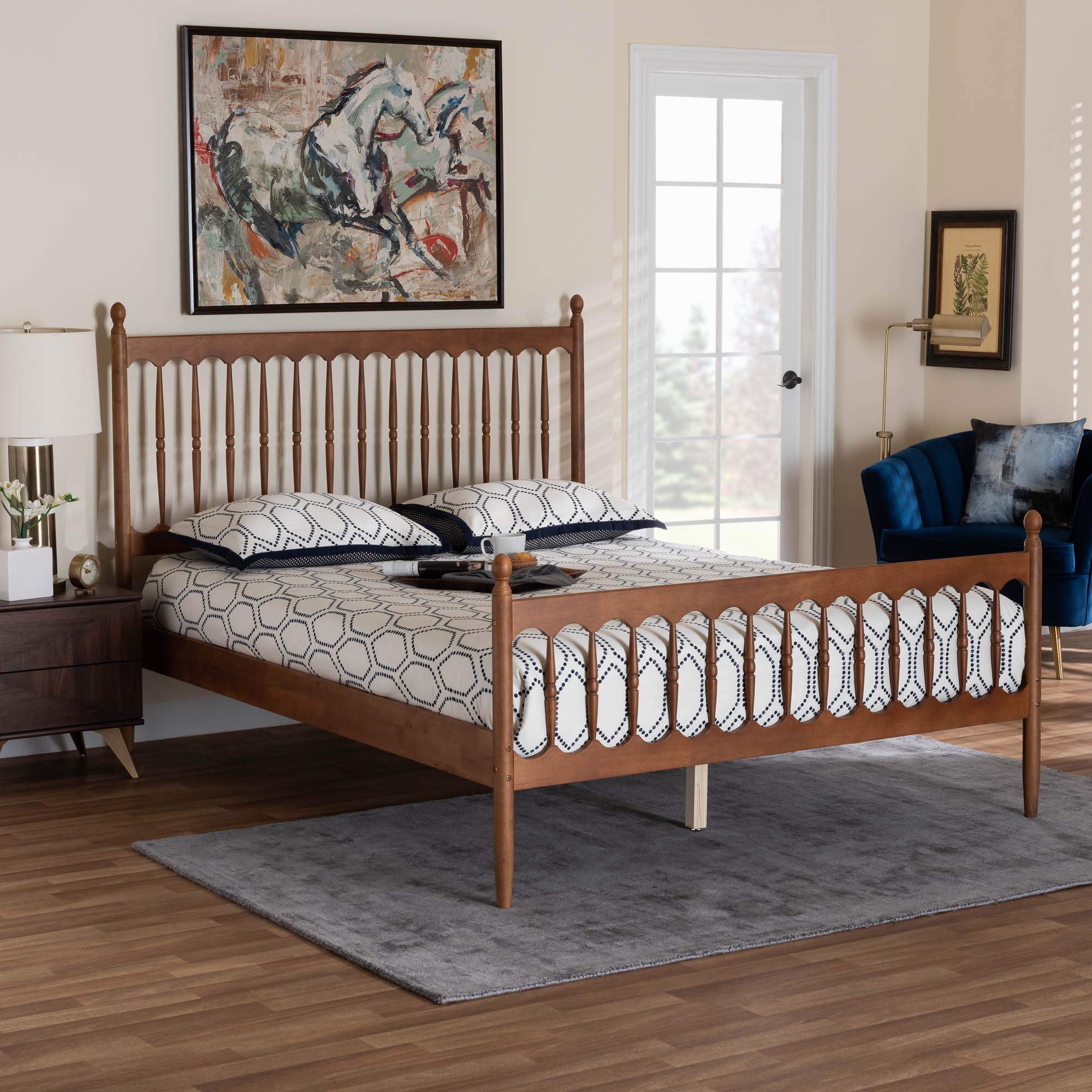 Deance Retro-Modern Finished Wood Platform Bed
