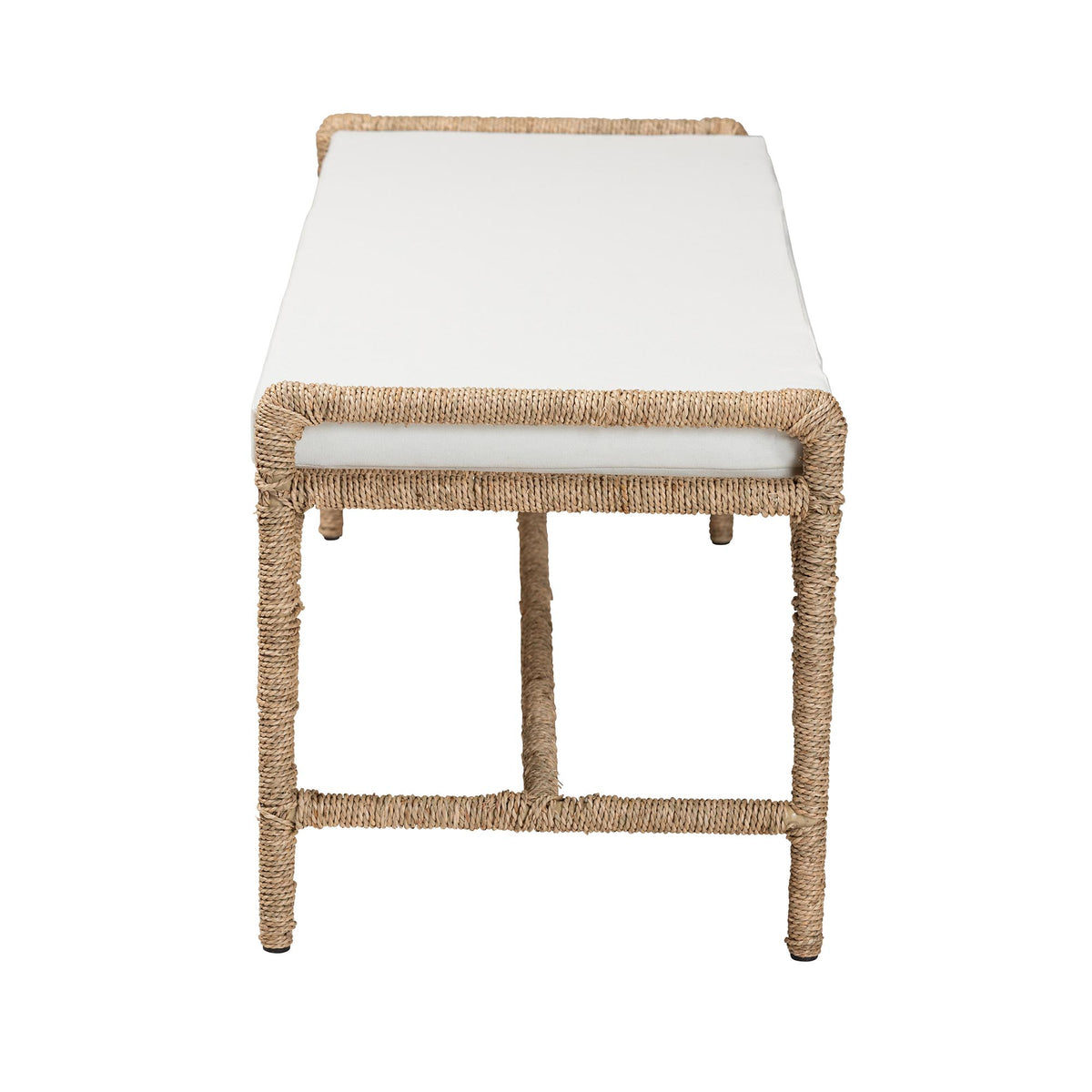 Bali & Pari Nasim Modern Bohemian Seagrass and Metal Accent Bench