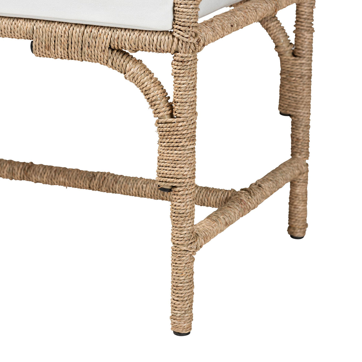 Bali & Pari Nasim Modern Bohemian Seagrass and Metal Accent Bench