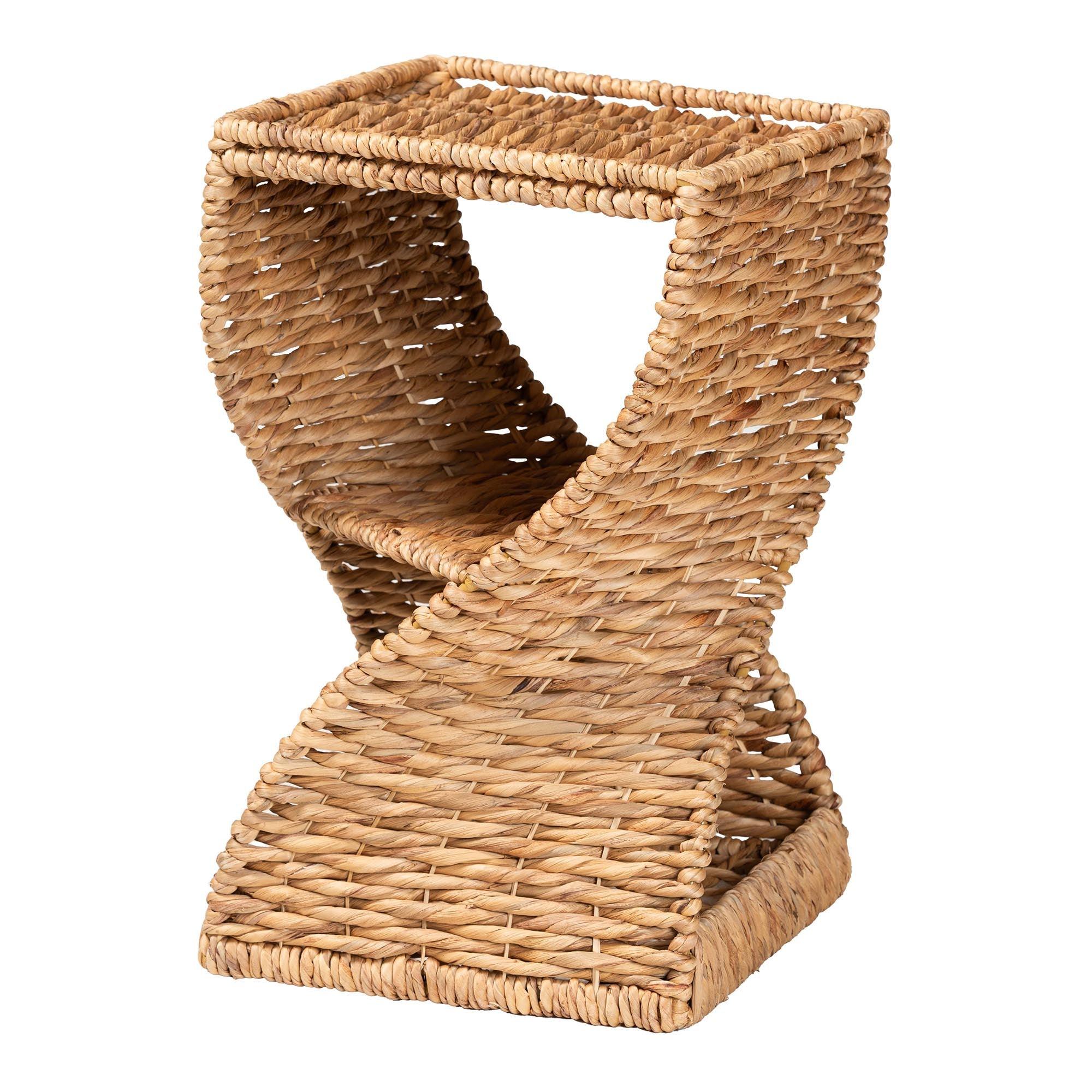 Bali & Pari Pelleas Modern Bohemian Seagrass and Wood End Table