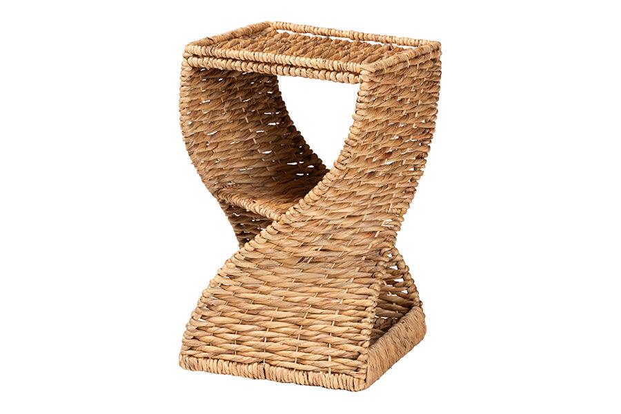 Bali & Pari Pelleas Modern Bohemian Seagrass and Wood End Table