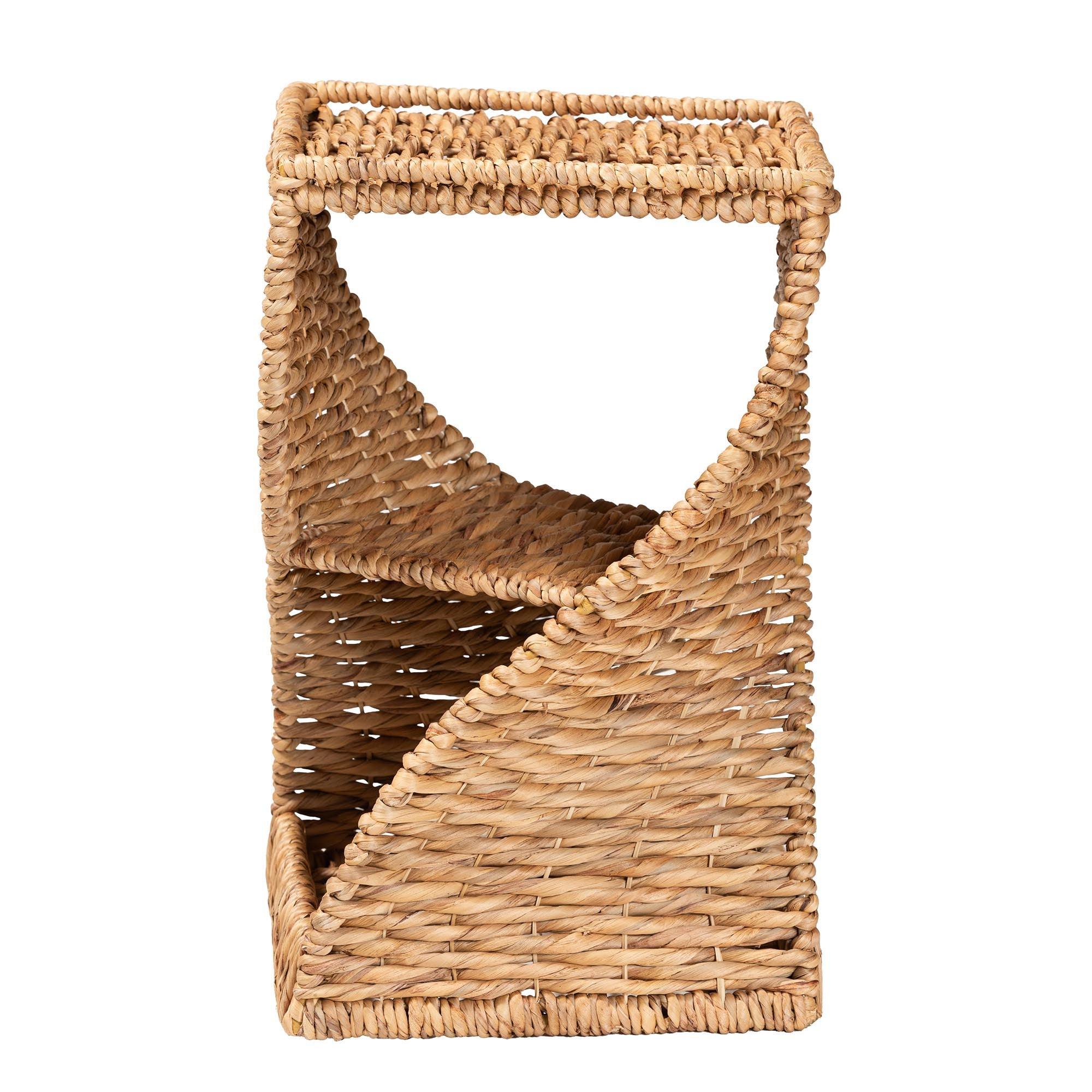 Bali & Pari Pelleas Modern Bohemian Seagrass and Wood End Table