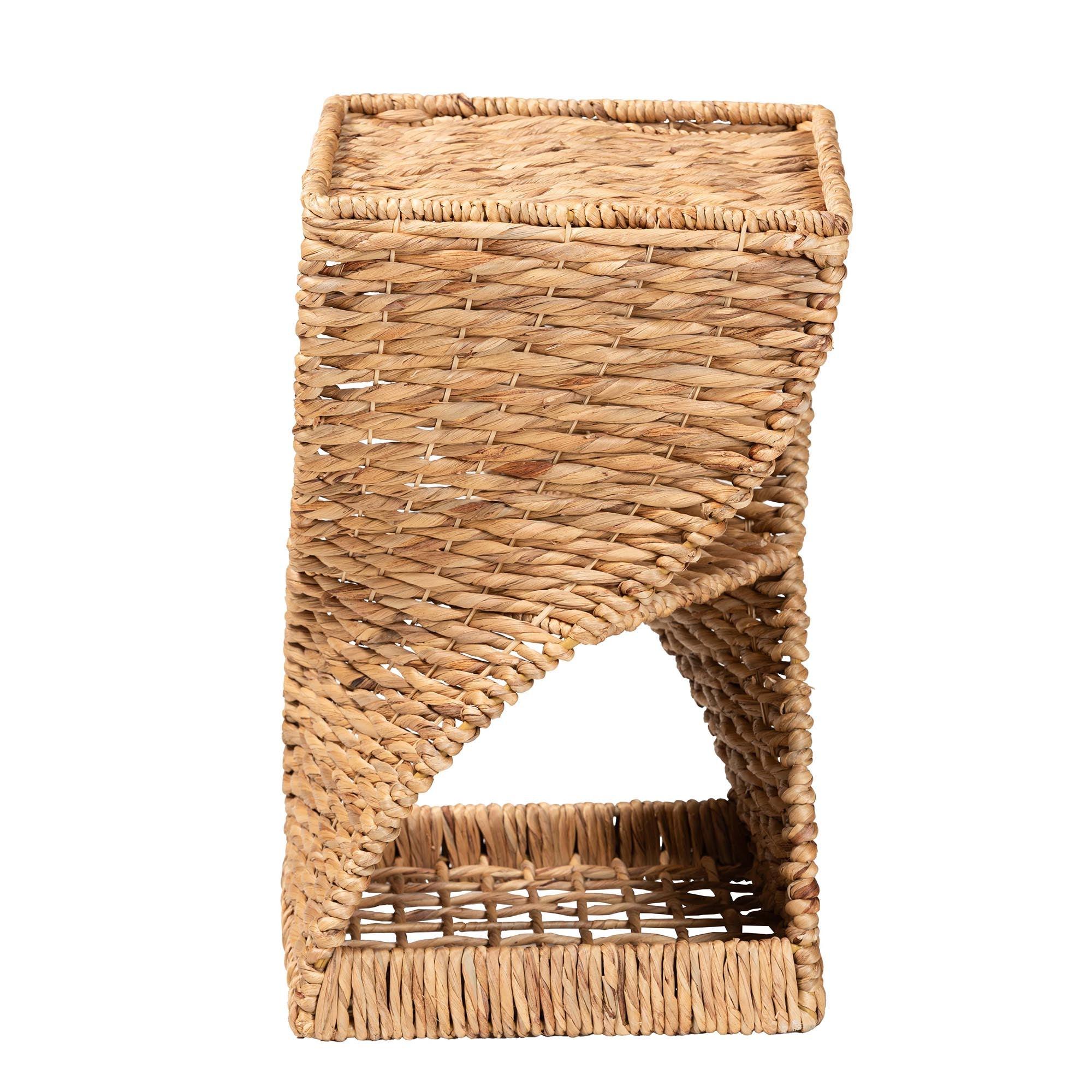 Bali & Pari Pelleas Modern Bohemian Seagrass and Wood End Table