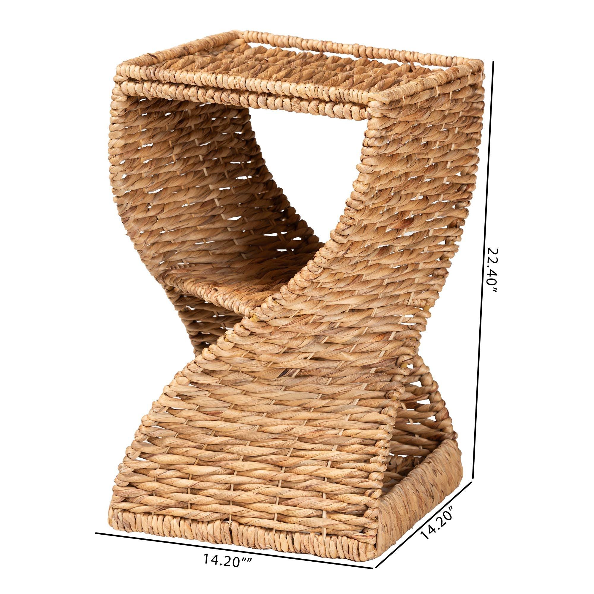 Bali & Pari Pelleas Modern Bohemian Seagrass and Wood End Table