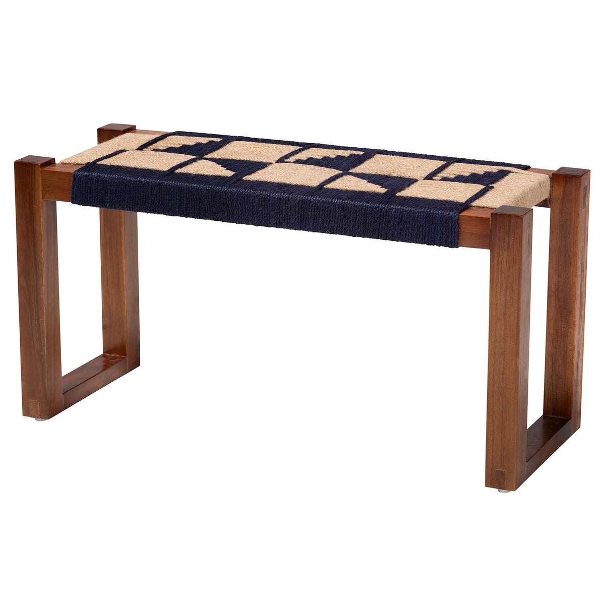 Bali & Pari Jerilyn Modern Bohemian Two-Tone and Natura Seagrass and Acacia Wood Accent Bench