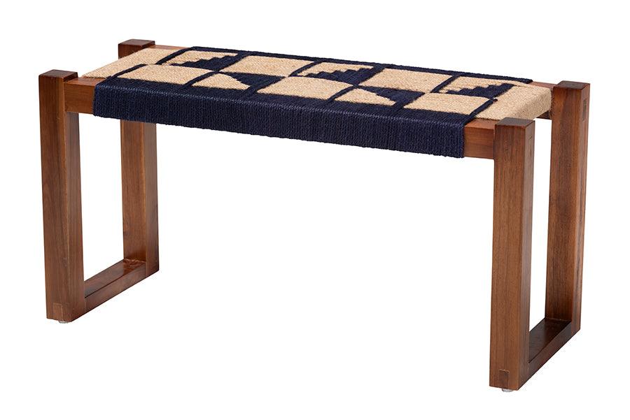 Bali & Pari Jerilyn Modern Bohemian Two-Tone and Natura Seagrass and Acacia Wood Accent Bench