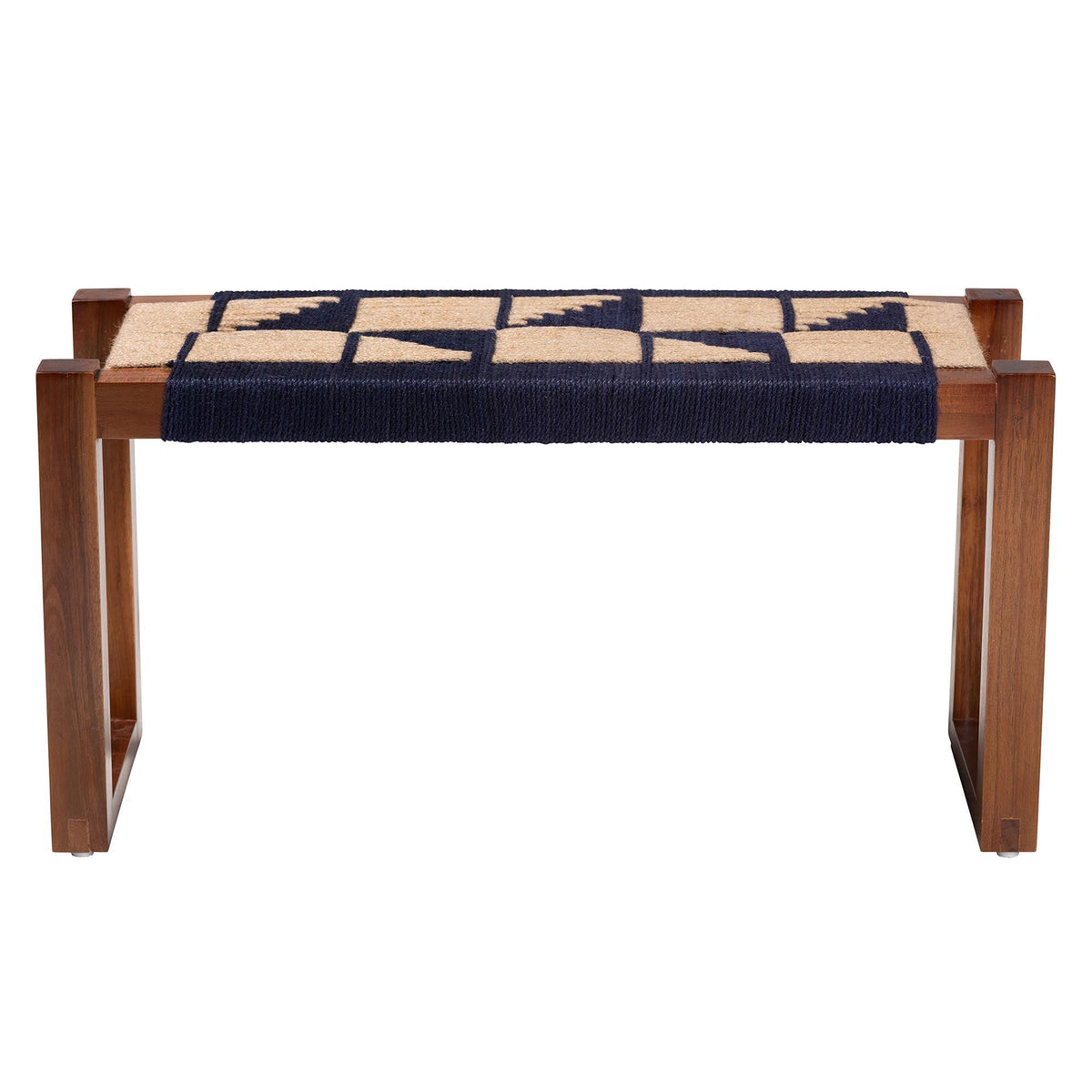 Bali & Pari Jerilyn Modern Bohemian Two-Tone and Natura Seagrass and Acacia Wood Accent Bench