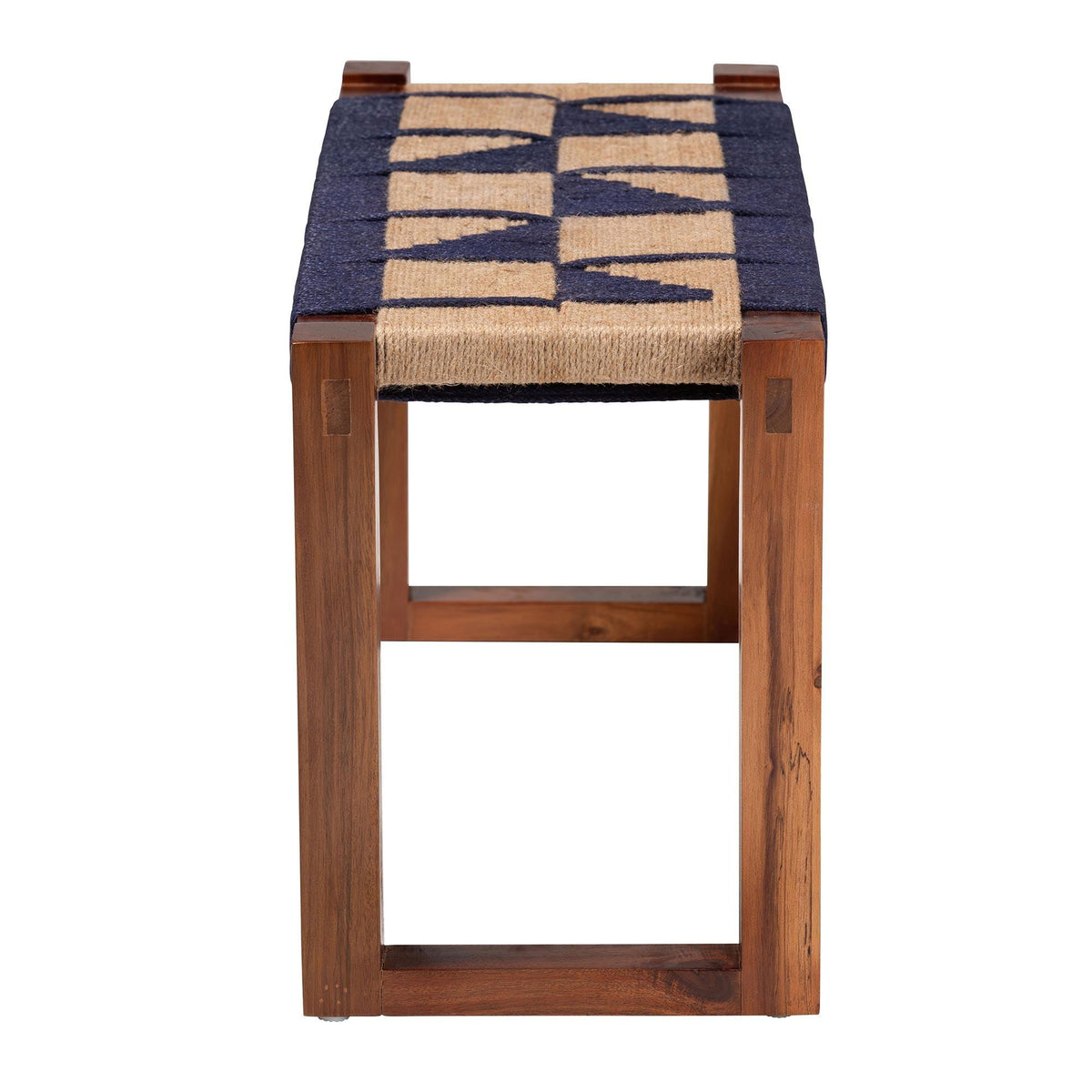 Bali & Pari Jerilyn Modern Bohemian Two-Tone and Natura Seagrass and Acacia Wood Accent Bench