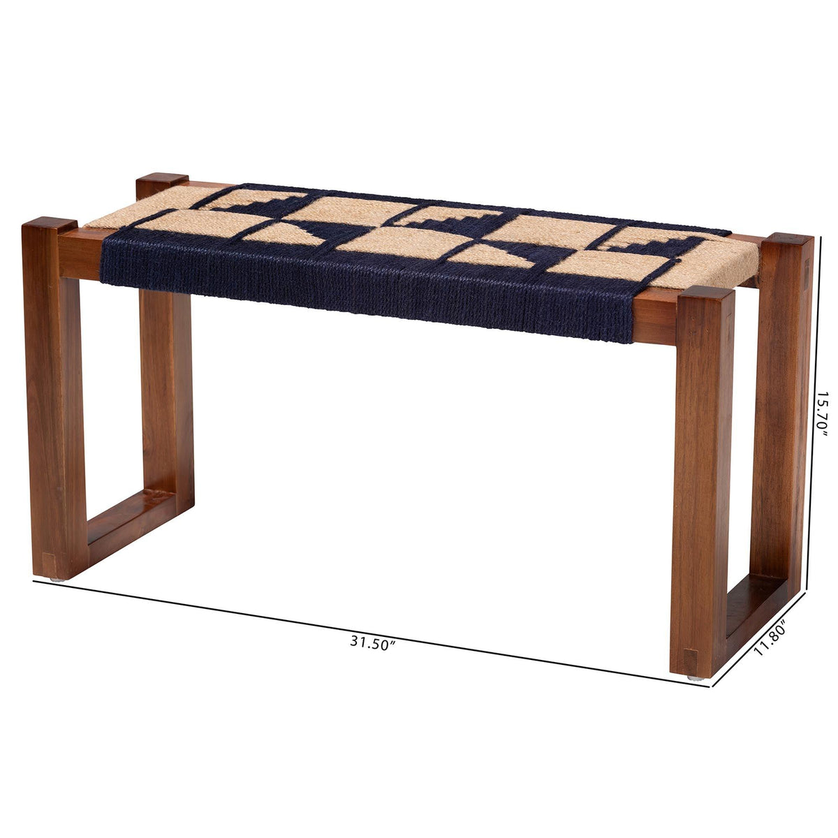 Bali & Pari Jerilyn Modern Bohemian Two-Tone and Natura Seagrass and Acacia Wood Accent Bench