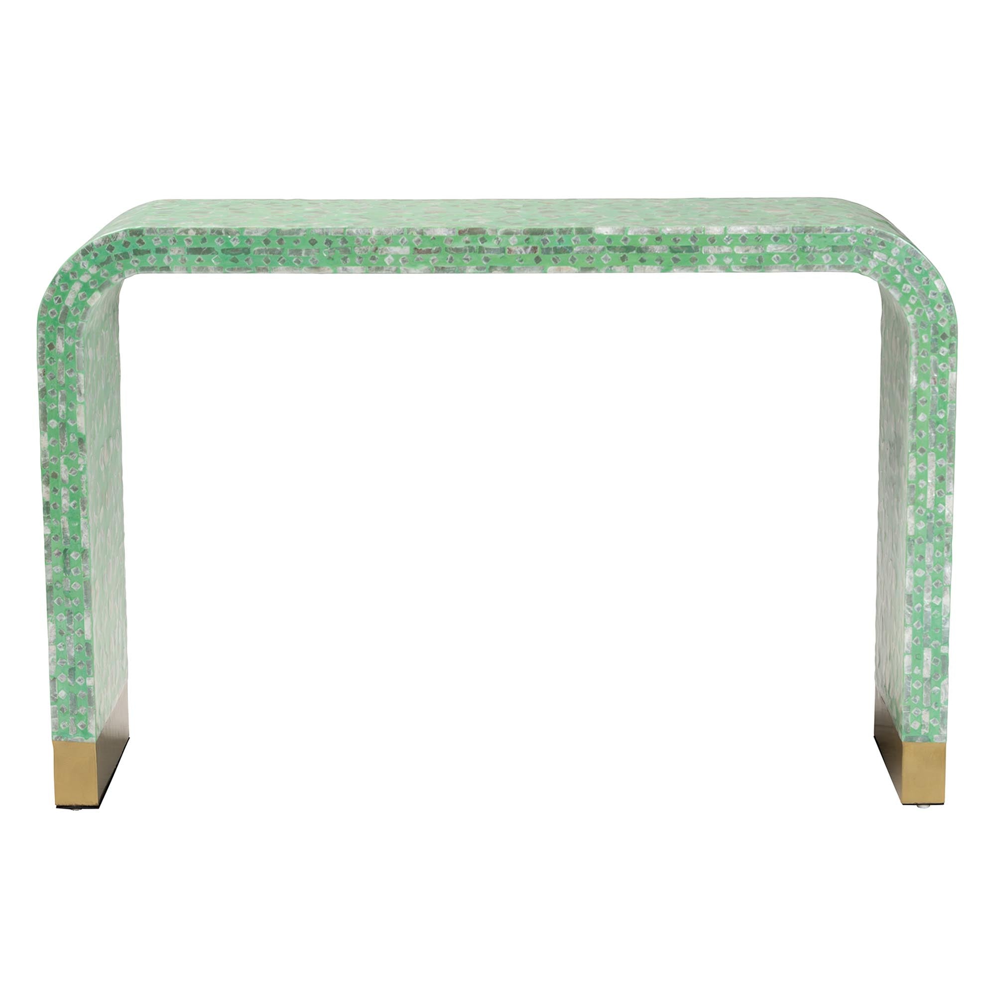 Didrika Modern Bohemian Seafoam Mother of Pearl Console Table