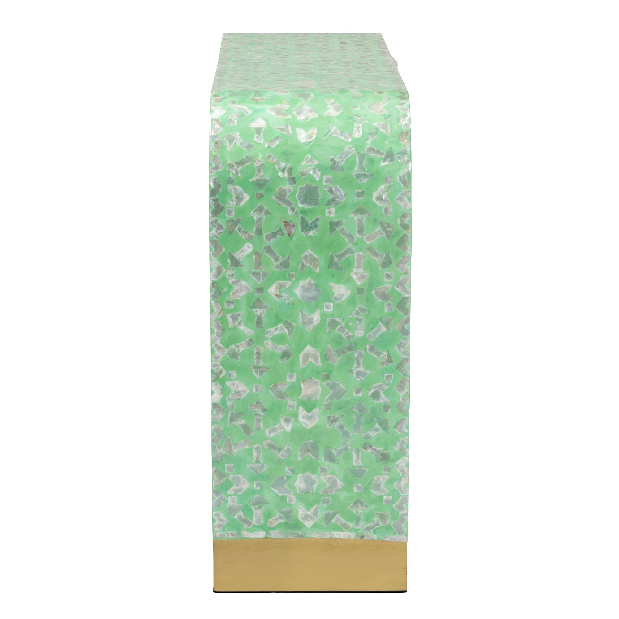 Didrika Modern Bohemian Seafoam Mother of Pearl Console Table