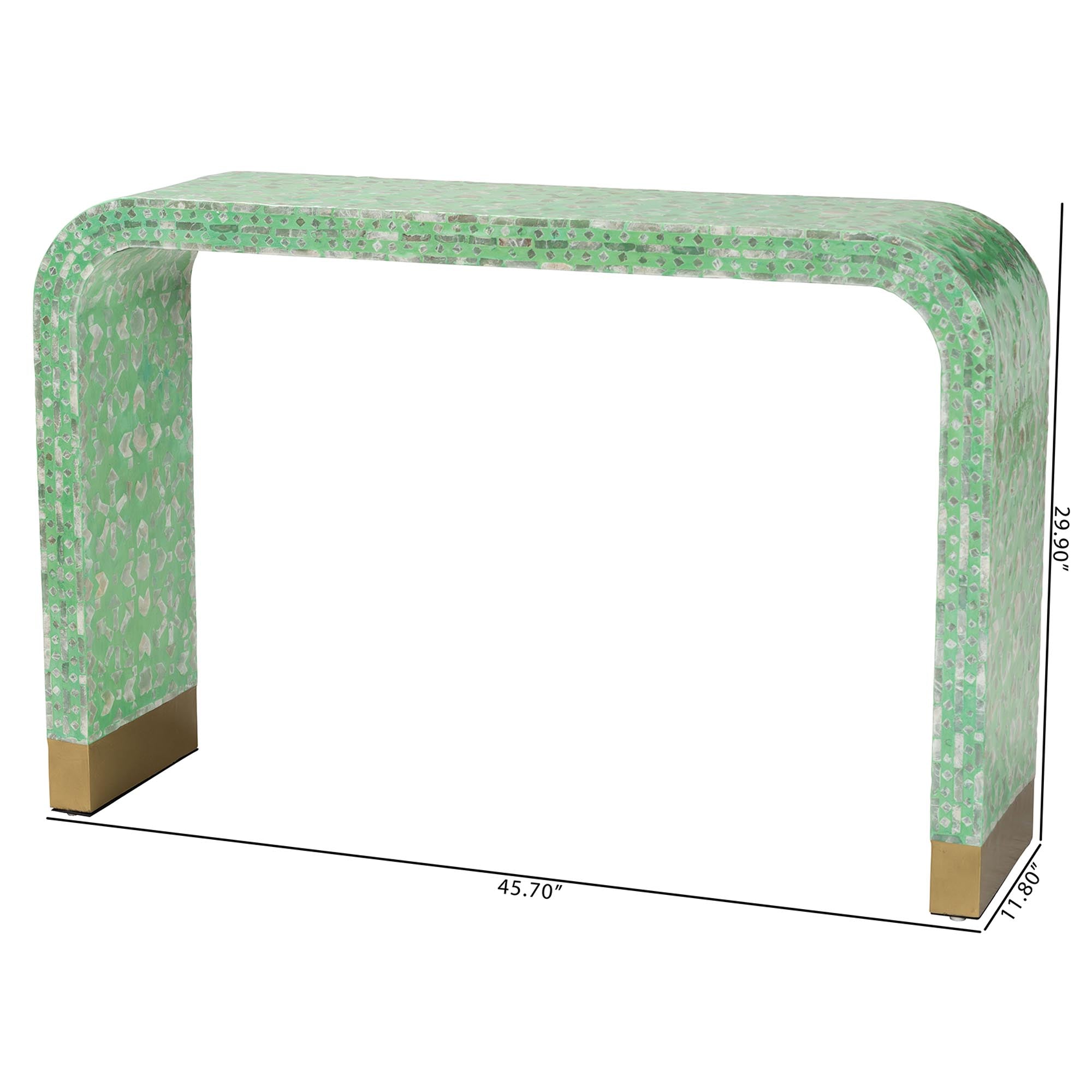 Didrika Modern Bohemian Seafoam Mother of Pearl Console Table