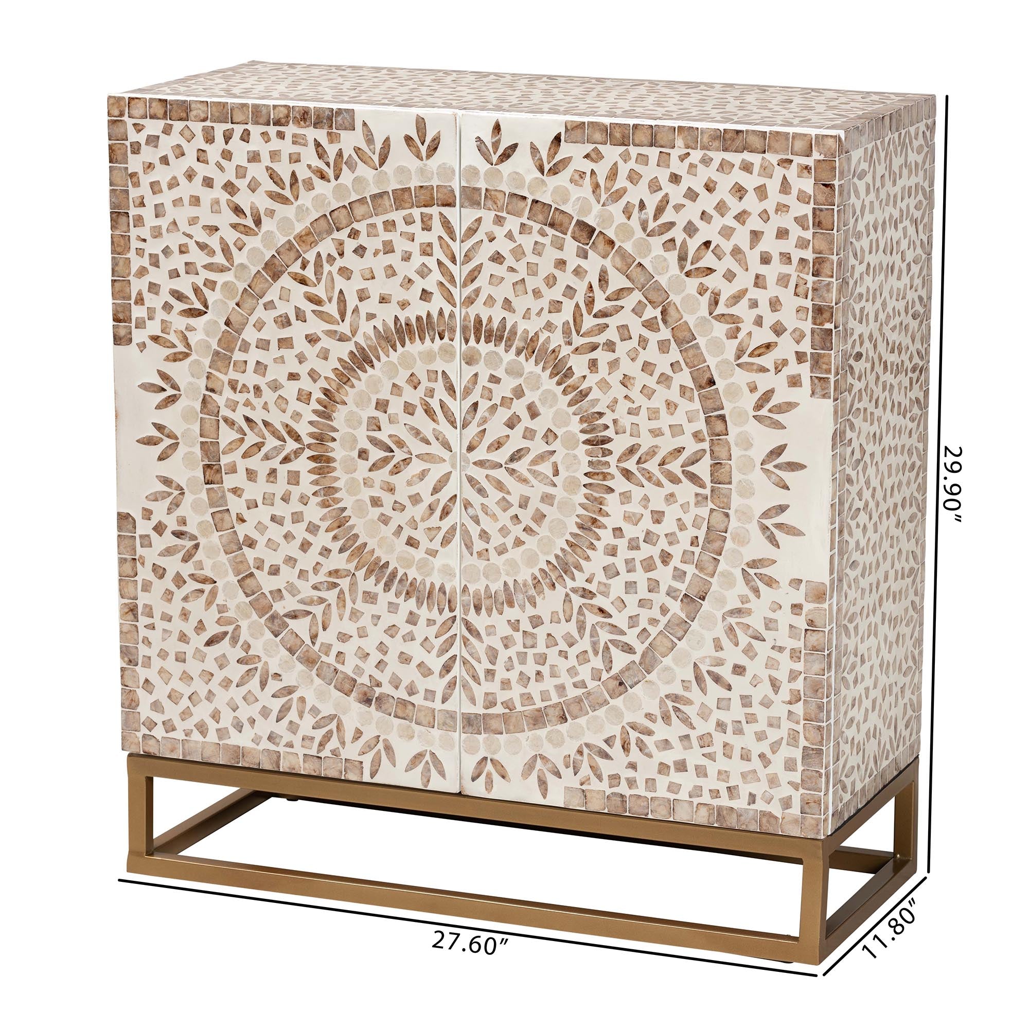 Ercilia Modern Bohemian and Rustic Mother of Pearl Storage Cabinet