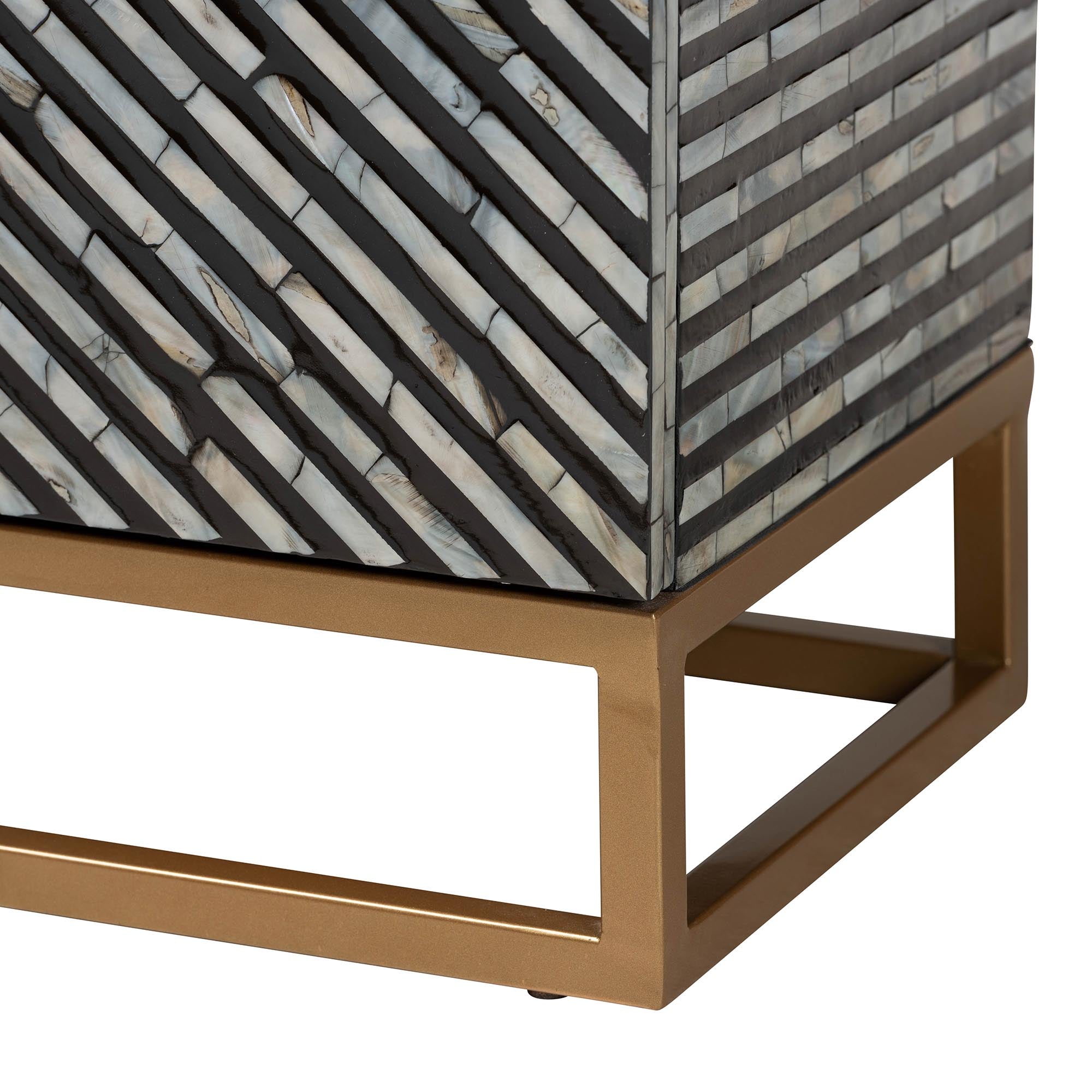 Belenus Modern Bohemian Two-Tone and Mother of Pearl and Metal Storage Cabinet