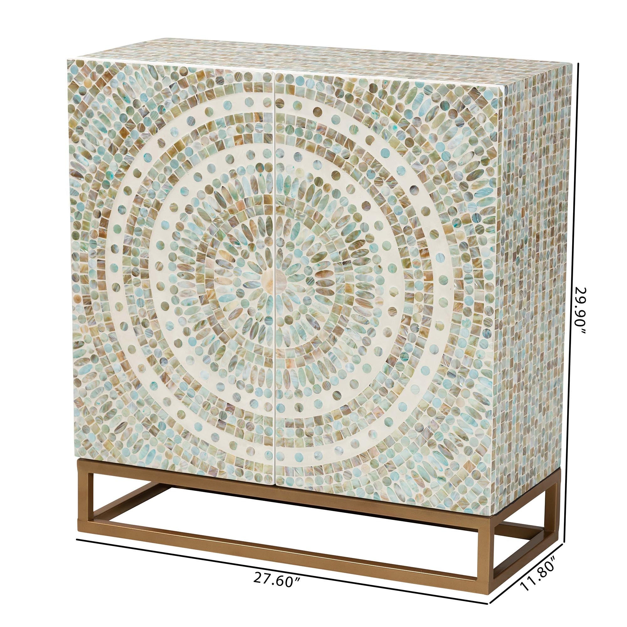 Quintus Modern Bohemian Multicolor Mother of Pearl and Metal Storage Cabinet