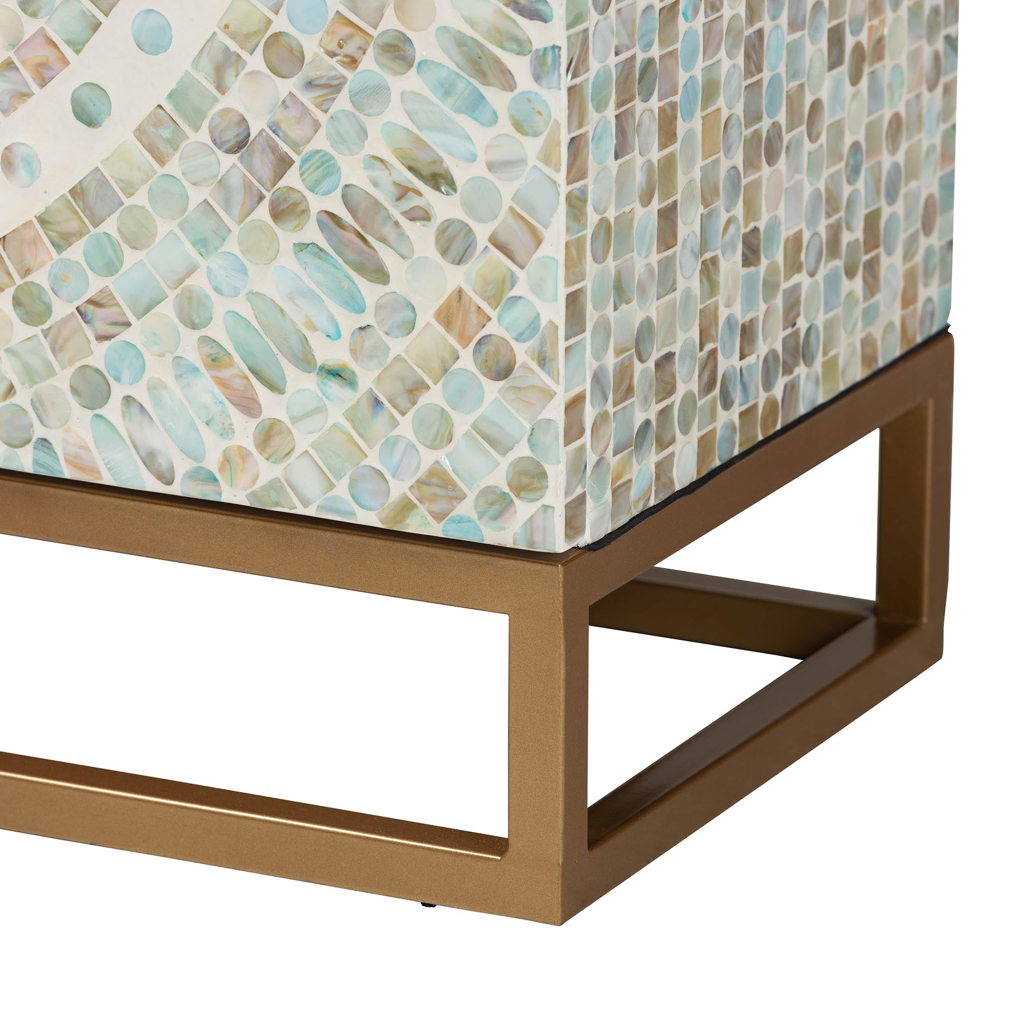 Quintus Modern Bohemian Multicolor Mother of Pearl and Metal Storage Cabinet