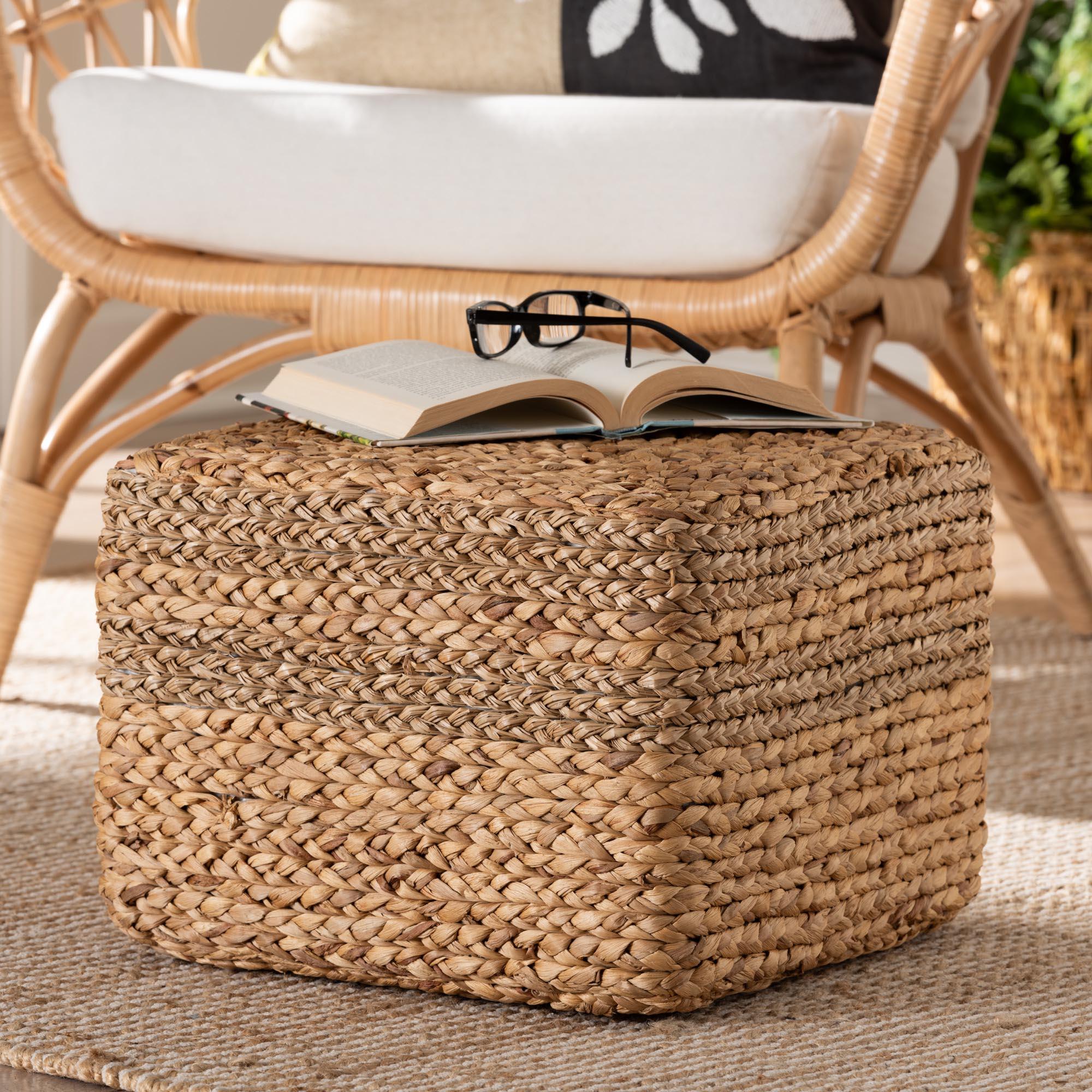 bali & pari Marella Modern Bohemian Seagrass Accent Footstool