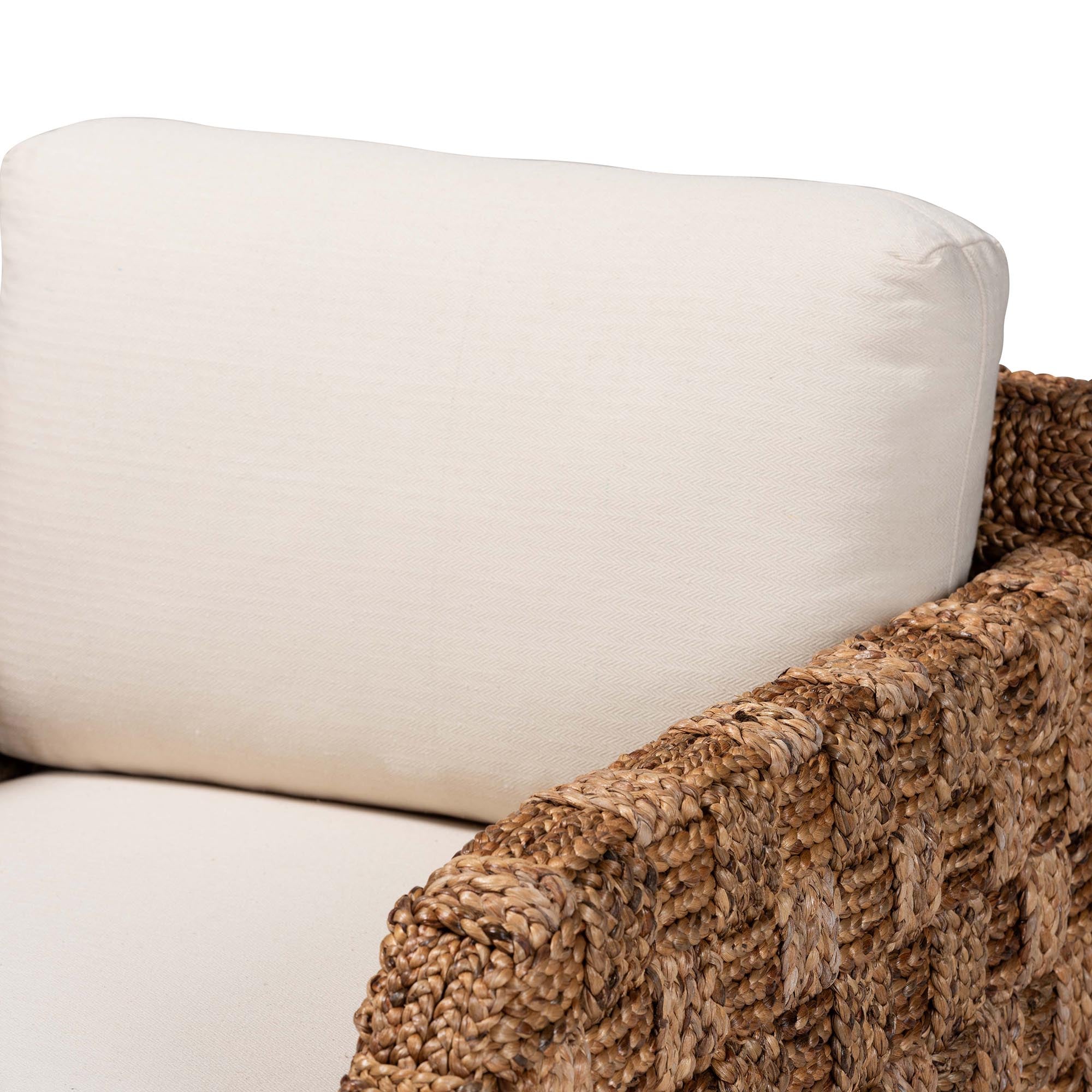 Bali & Pari Vevina Modern Bohemian Mahogany Wood and Woven Seagrass Arm Chair