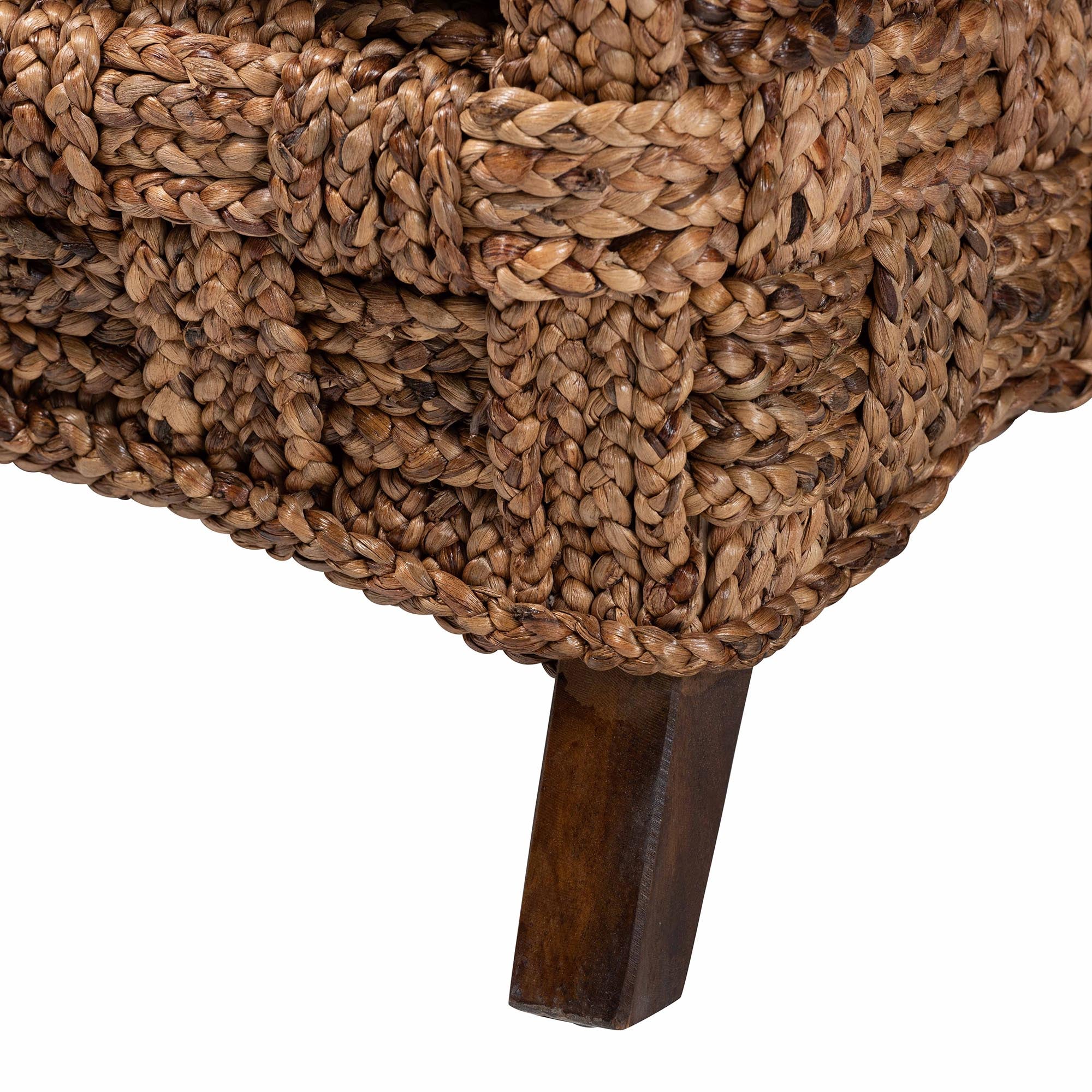 Bali & Pari Vevina Modern Bohemian Mahogany Wood and Woven Seagrass Arm Chair