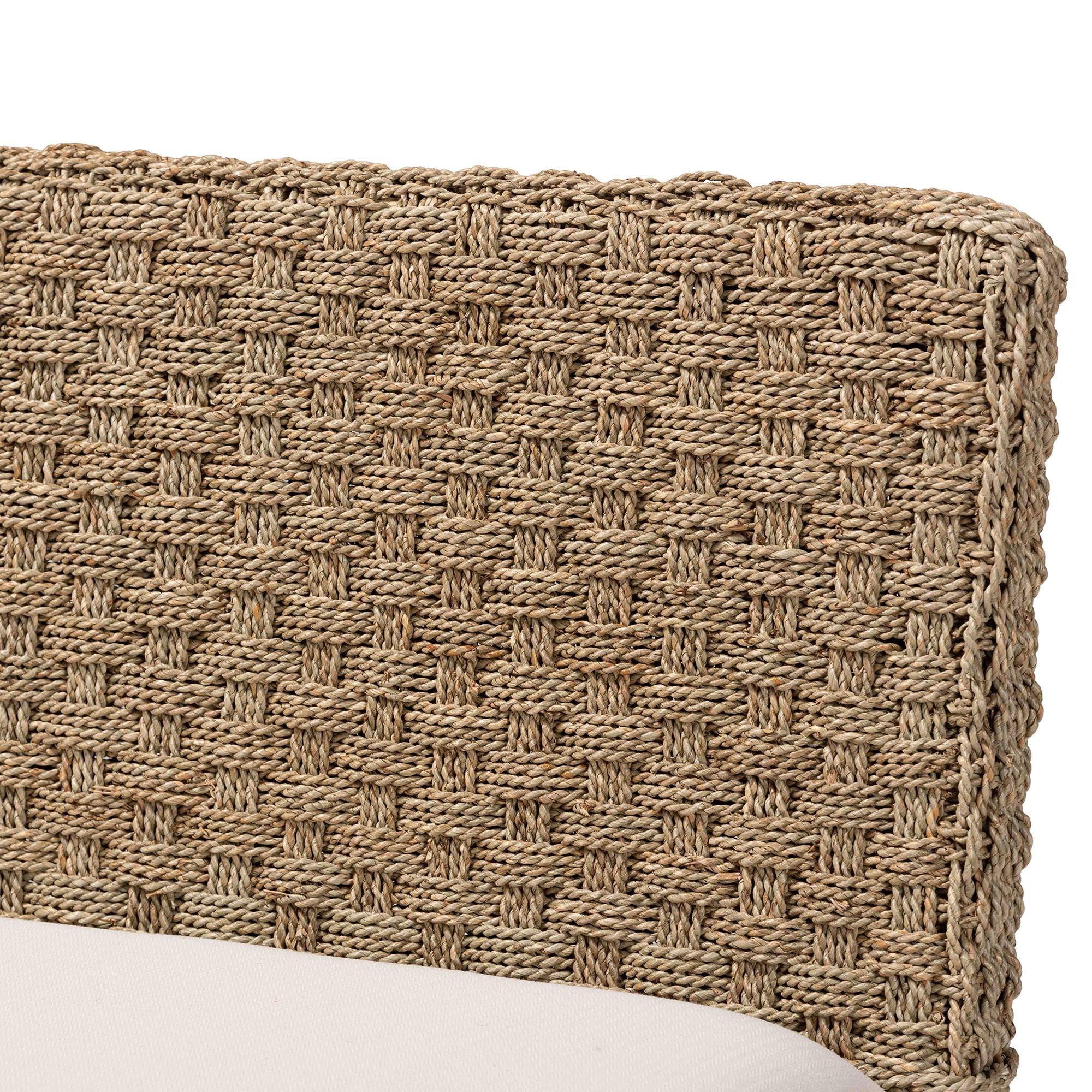 Bali & Pari Denver Modern Bohemian Seagrass and Acacia Wood 2-Piece Dining Nook Banquette Set