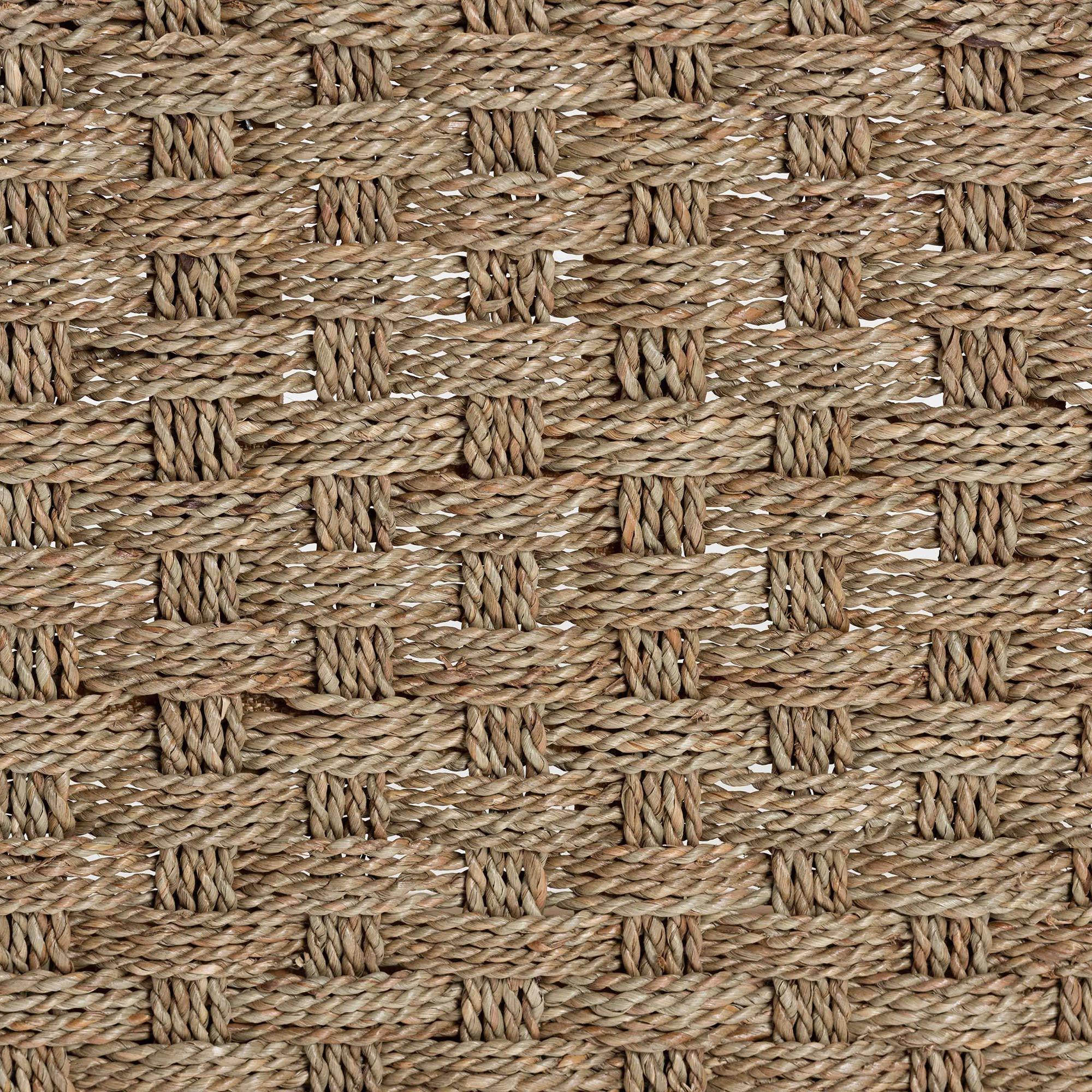 Bali & Pari Denver Modern Bohemian Seagrass and Acacia Wood Accent Bench