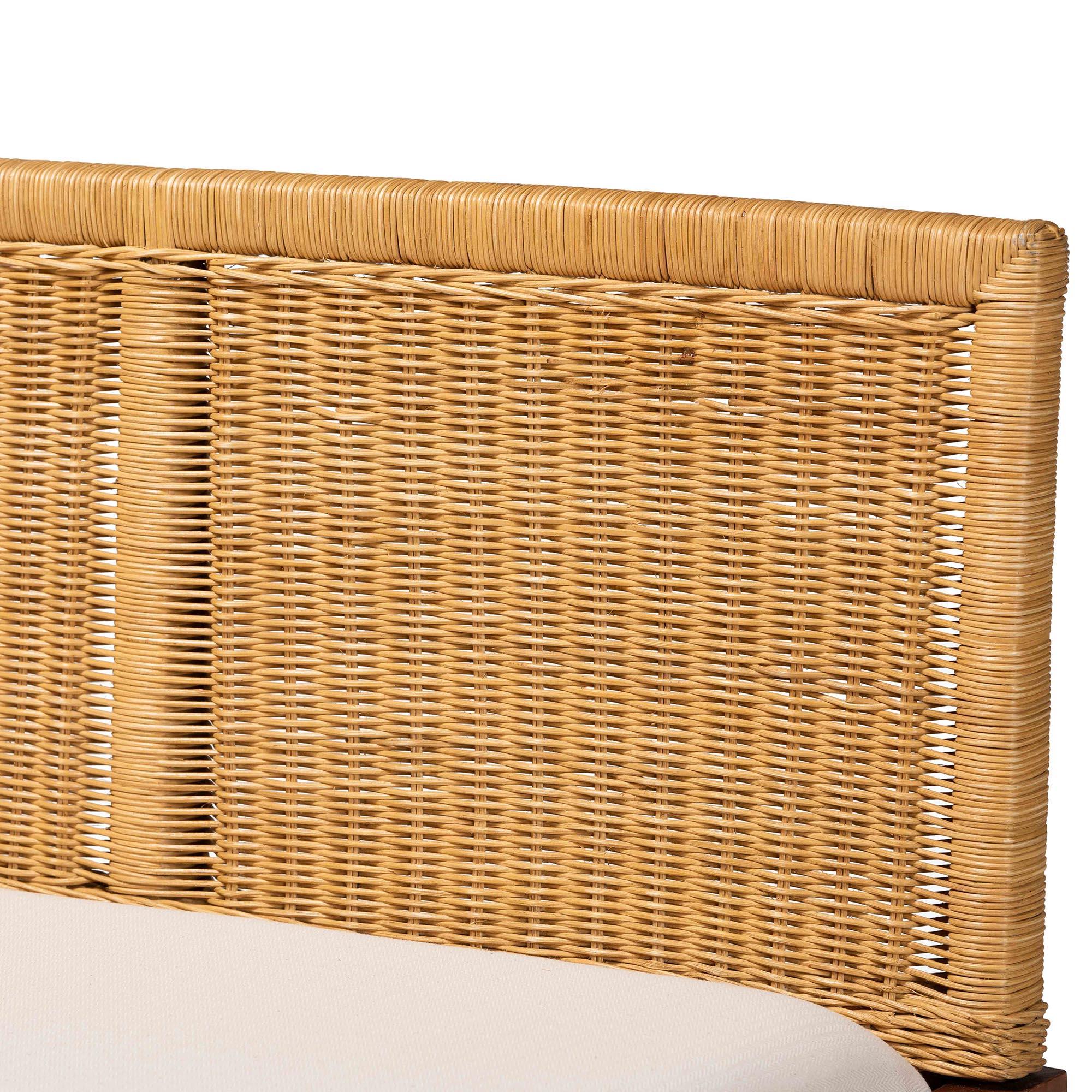 Bali & Pari Tabanan Modern Bohemian Rattan and Acacia Wood 3-Piece Dining Nook set