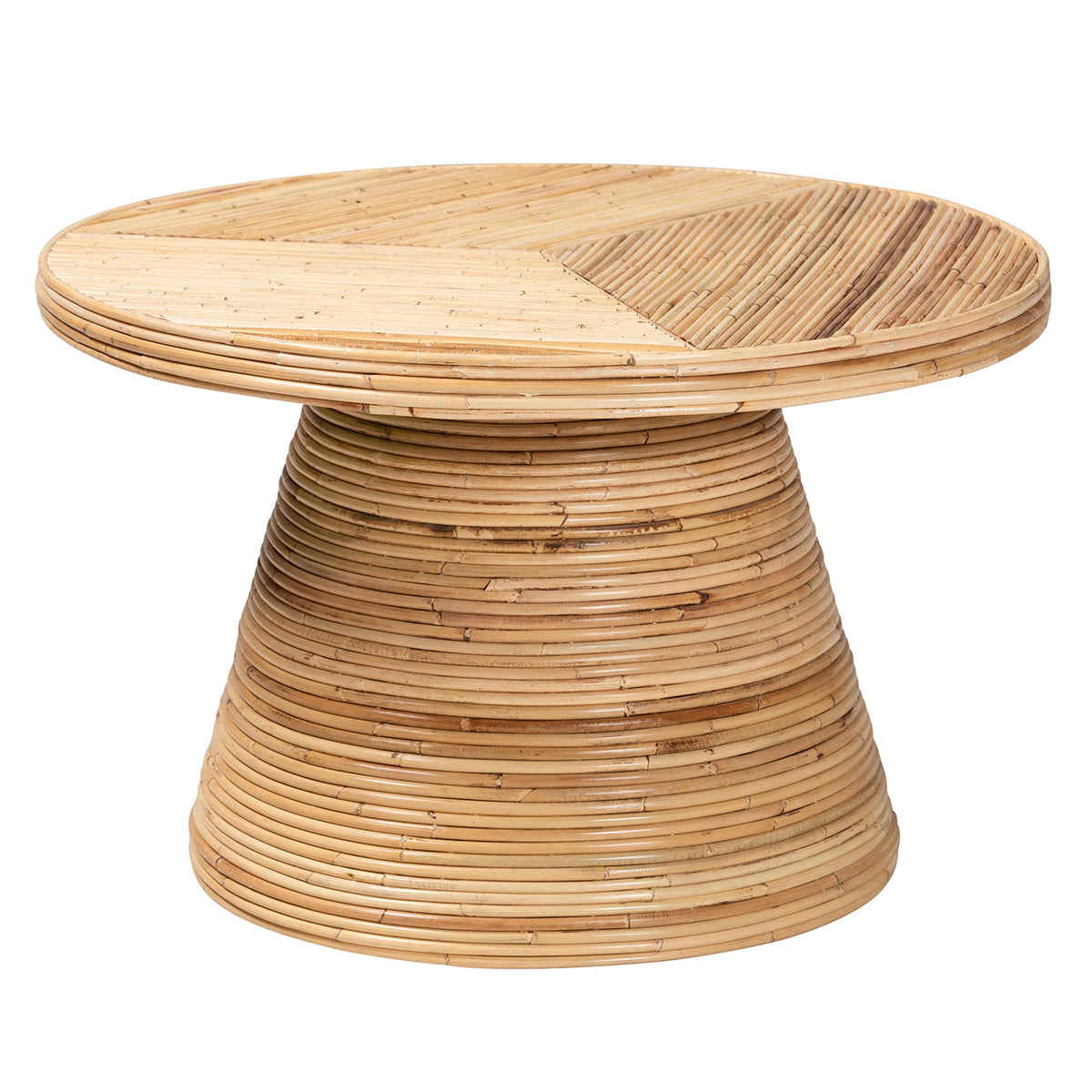 Bali & Pari Bella Modern Bohemian Rattan and Mahogany Wood Coffee Table