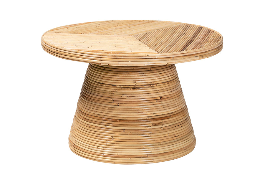 Bali & Pari Bella Modern Bohemian Rattan and Mahogany Wood Coffee Table