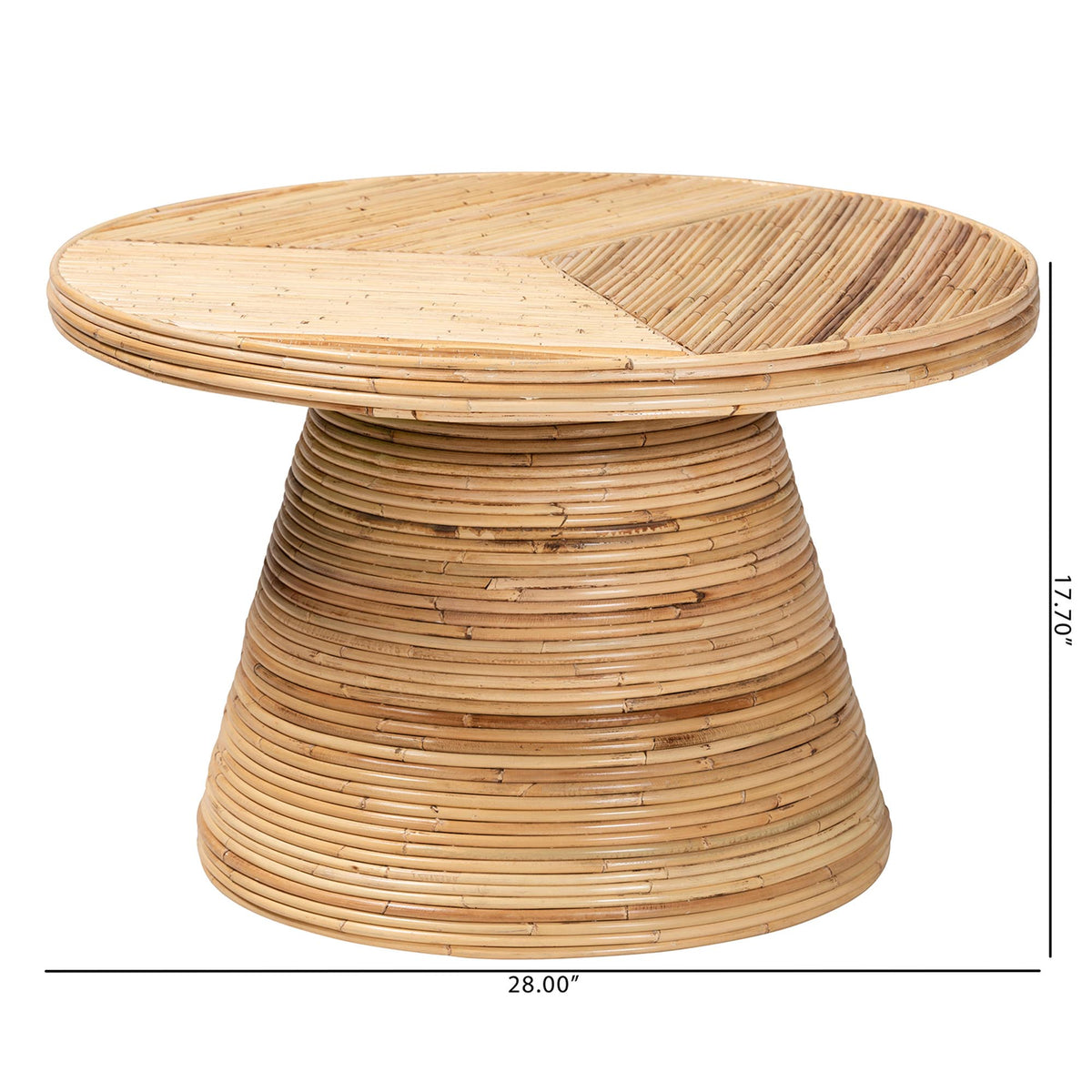 Bali & Pari Bella Modern Bohemian Rattan and Mahogany Wood Coffee Table