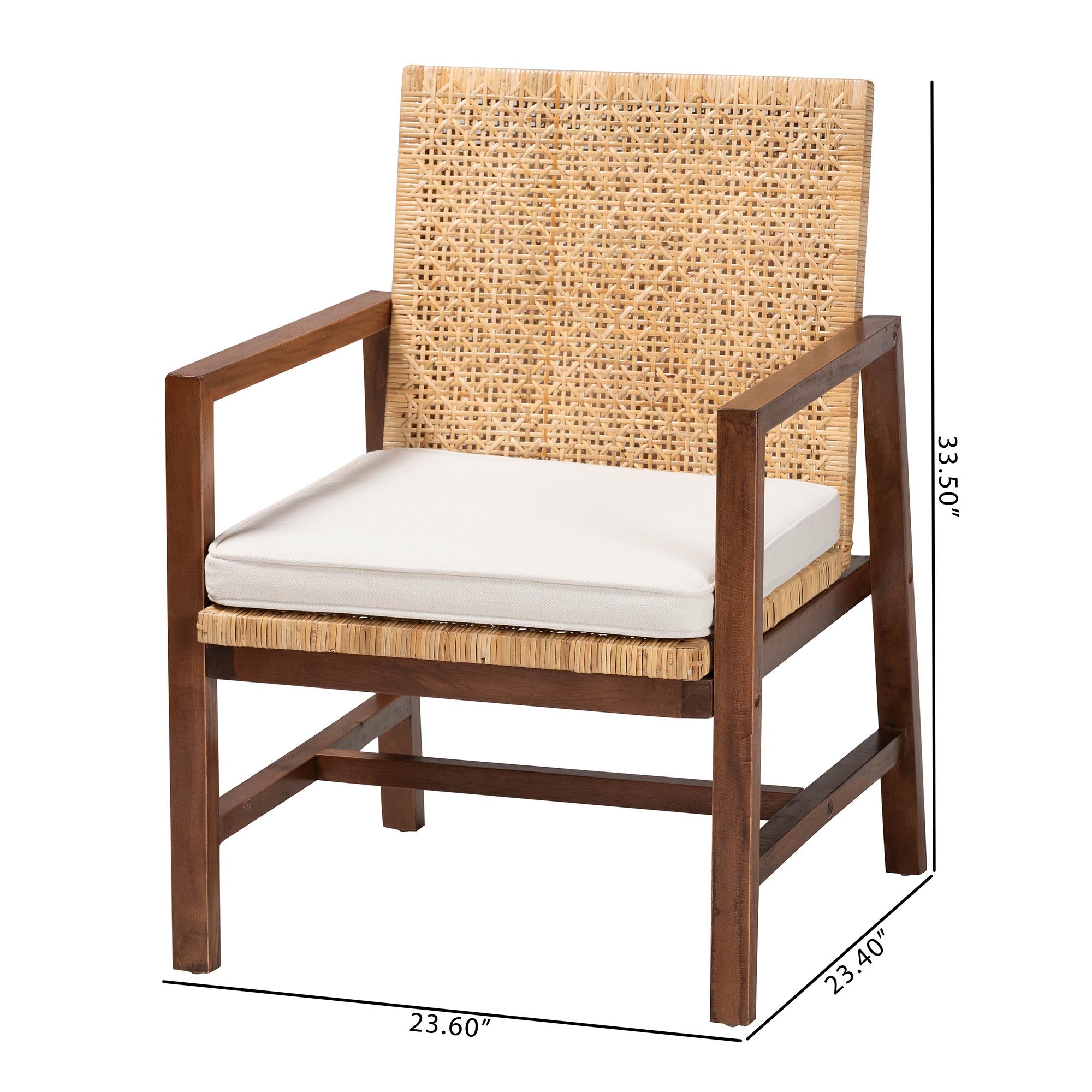 Bali & Pari Lovina Bohemian Light Honey Rattan and Acacia Wood Arm Chair