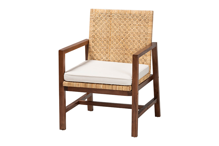 Bali & Pari Lovina Bohemian Light Honey Rattan and Acacia Wood Arm Chair