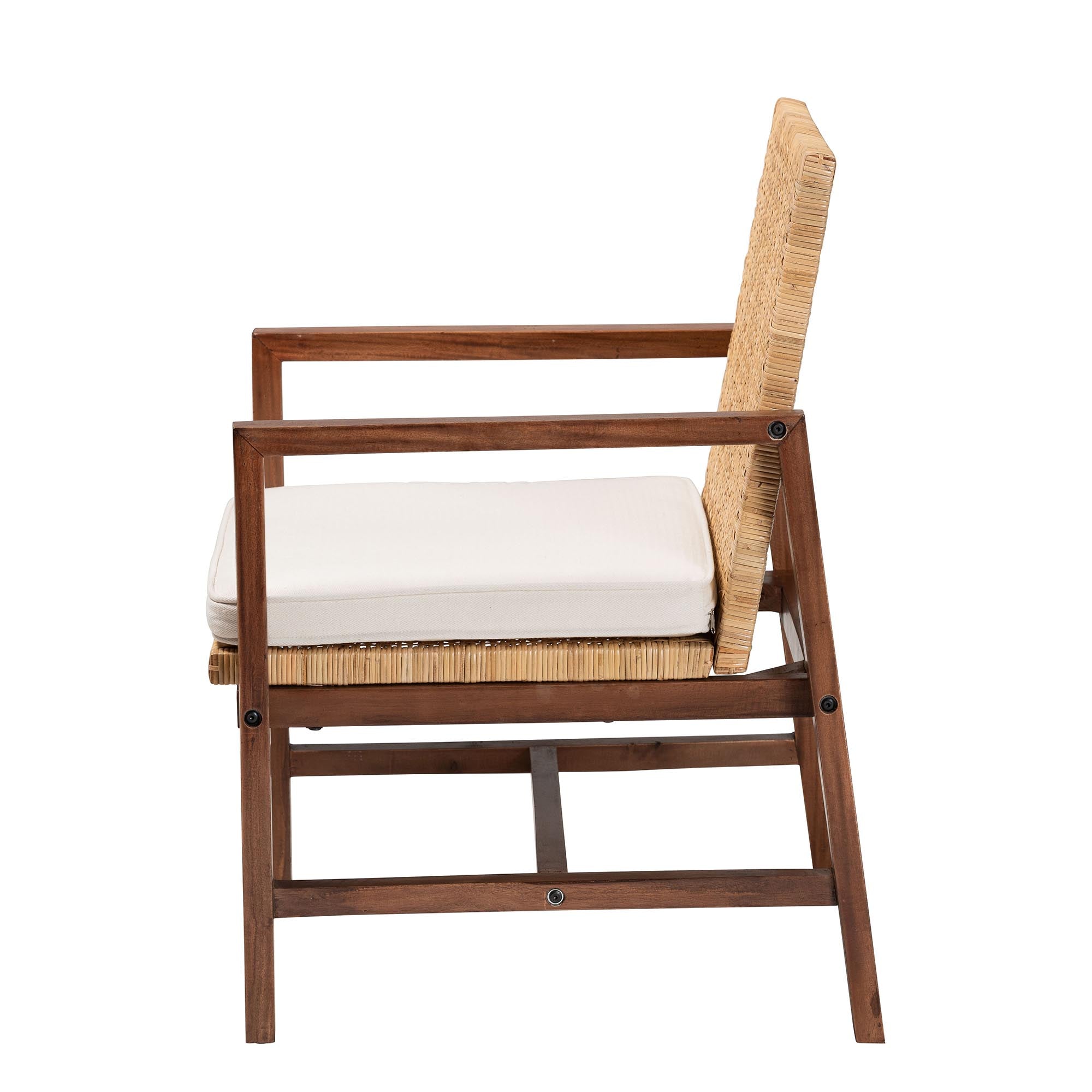 Bali & Pari Lovina Bohemian Light Honey Rattan and Acacia Wood Arm Chair
