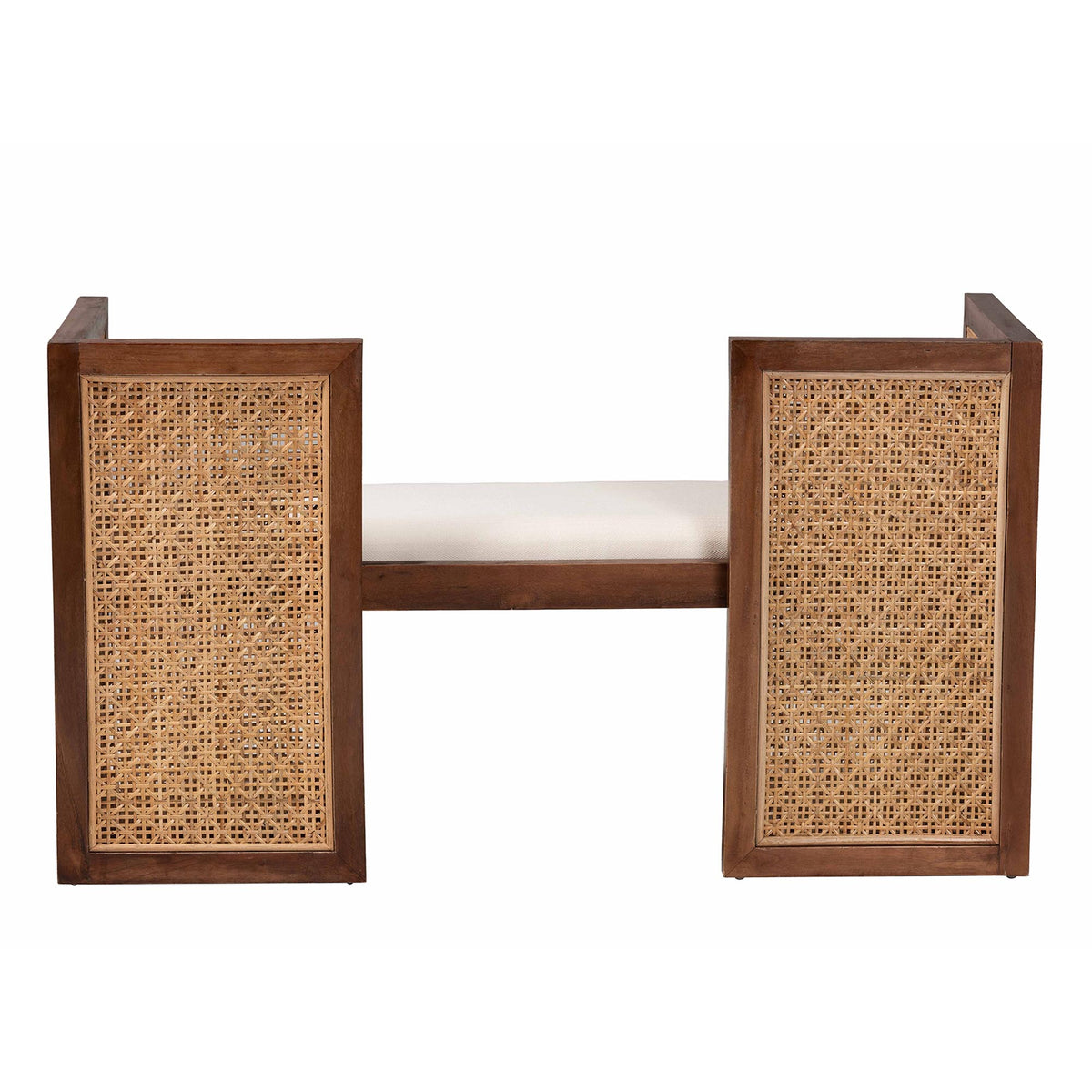 Bali & Pari Lovina Bohemian Light Honey Rattan and Acacia Wood Accent Bench