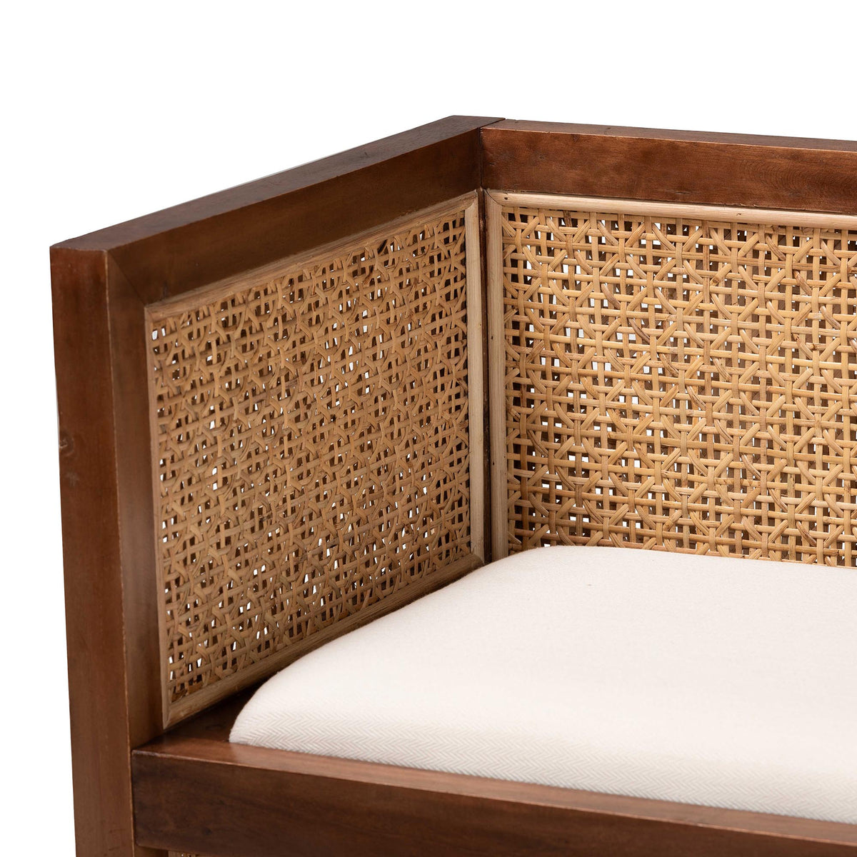 Bali & Pari Lovina Bohemian Light Honey Rattan and Acacia Wood Accent Bench
