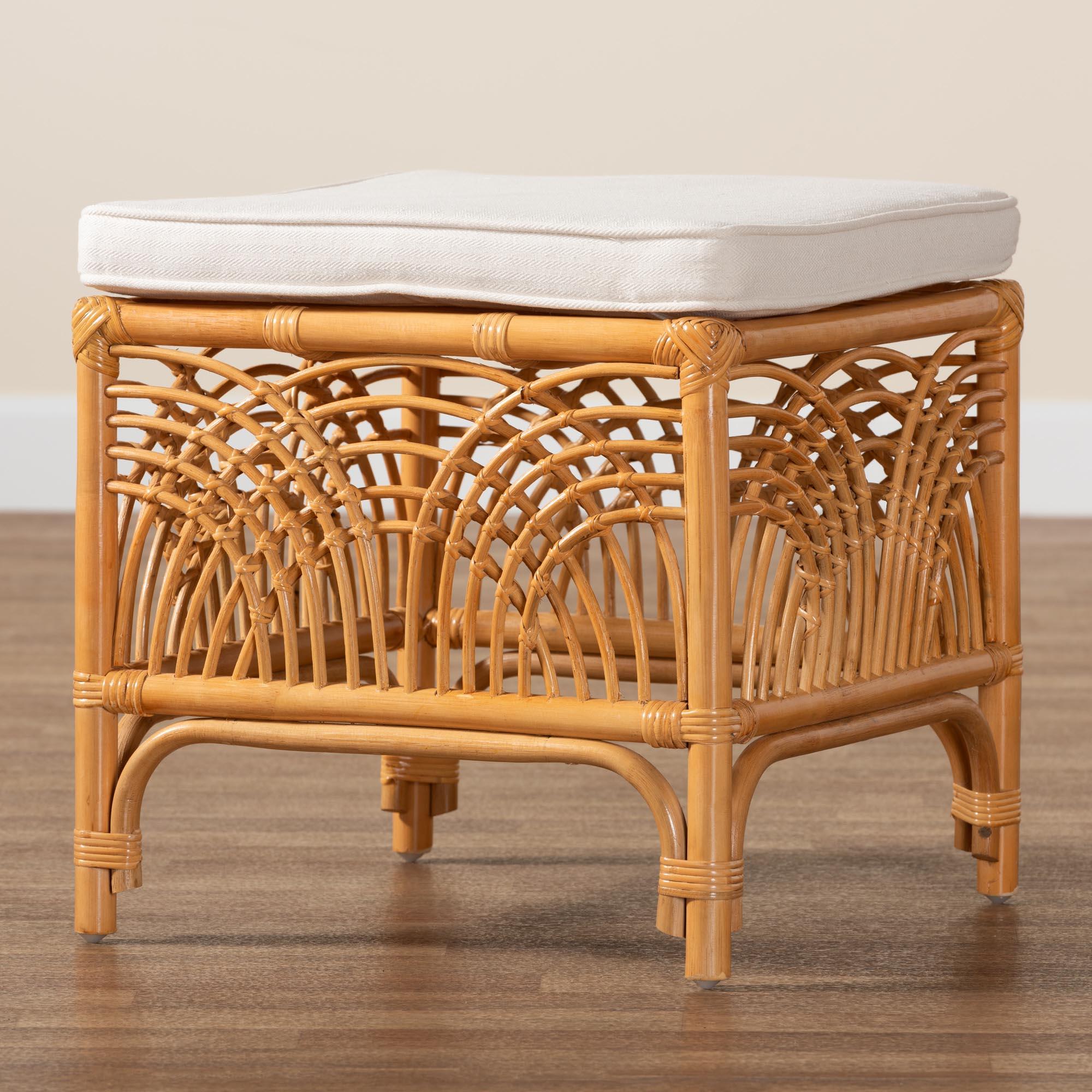 bali & pari Materra Modern bohemian Rattan Footstool
